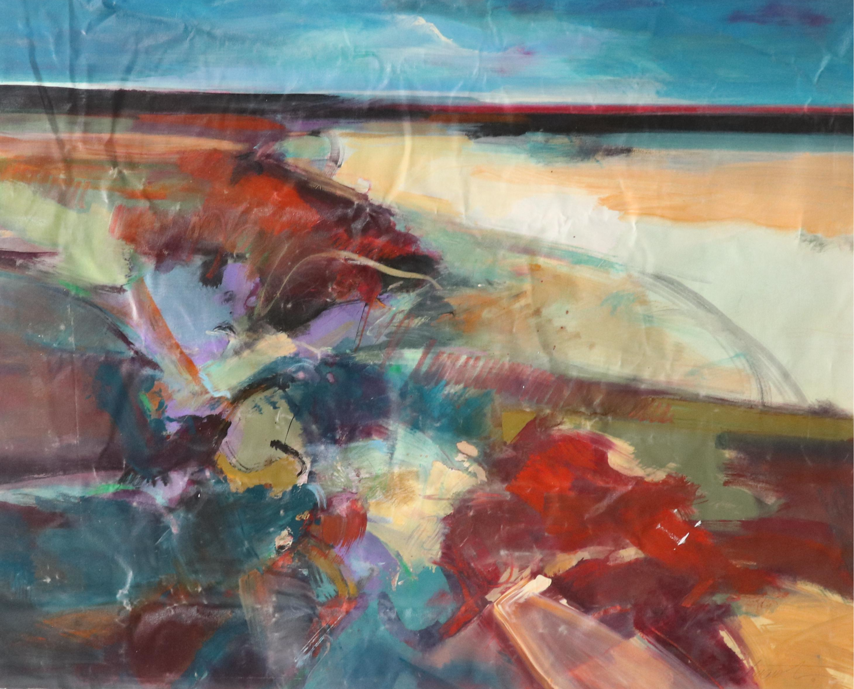 Mark Whitmarsh Stylized Landscape Oil Painting "Earth Divide," 1990