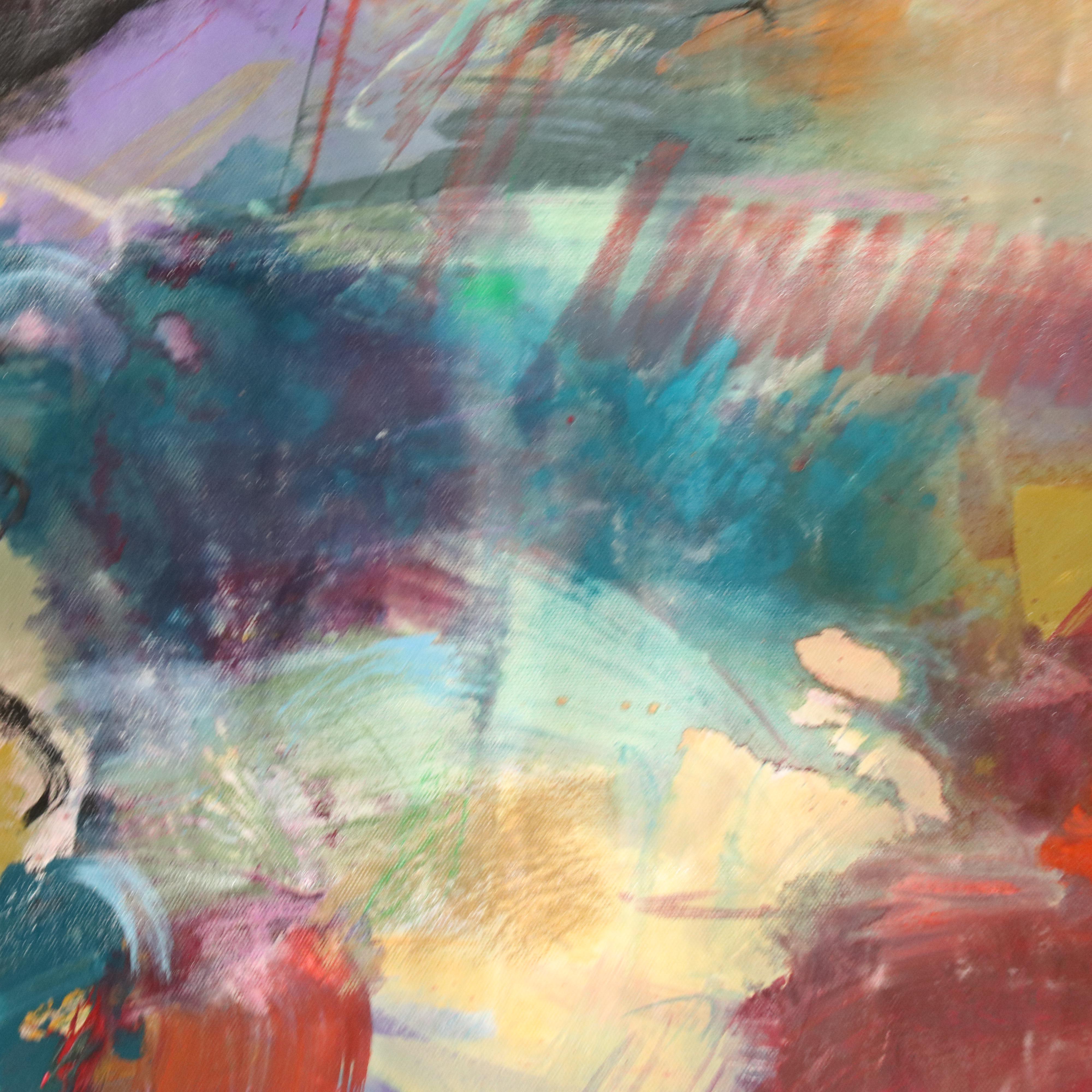 Mark Whitmarsh Stylized Landscape Oil Painting "Earth Divide," 1990