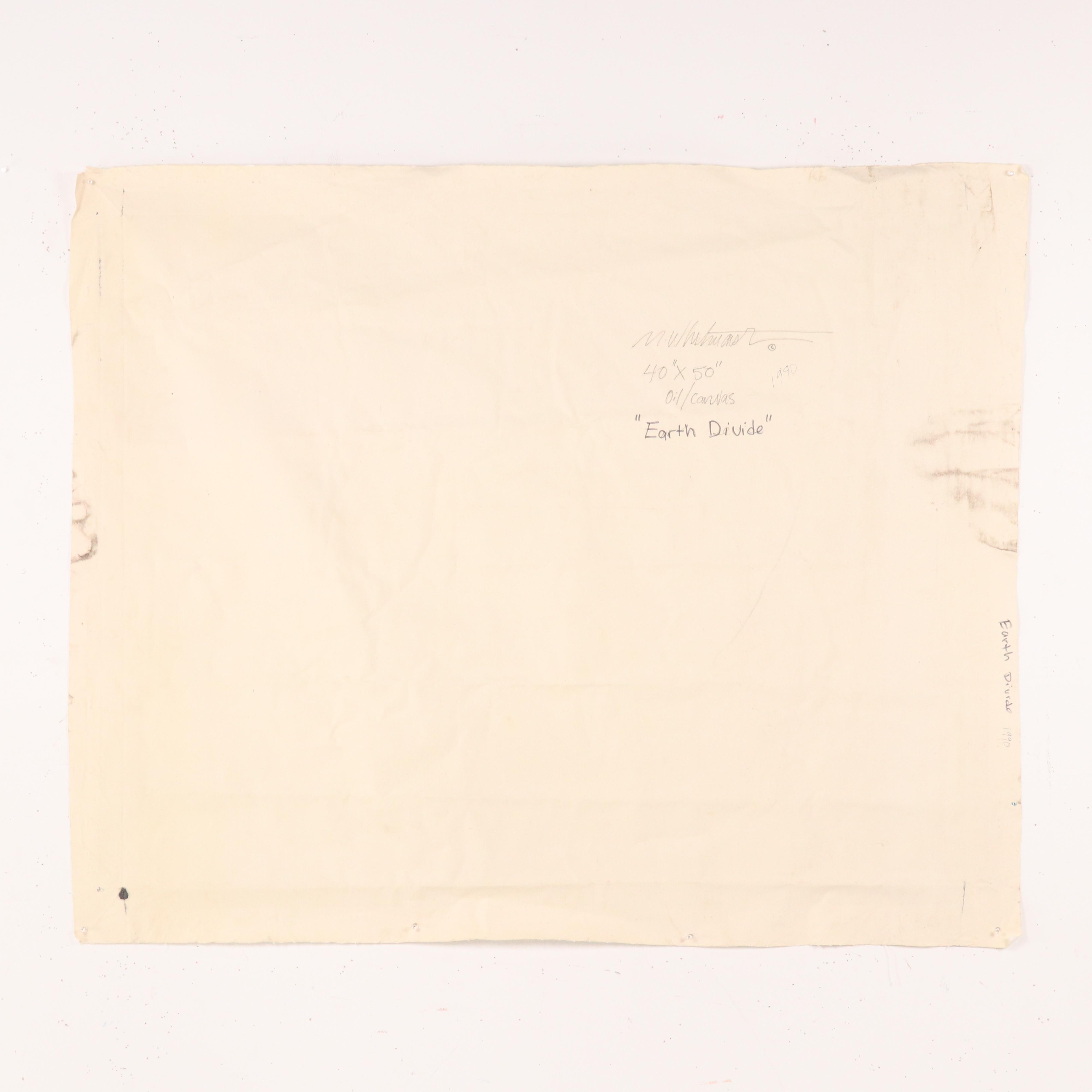 Mark Whitmarsh Stylized Landscape Oil Painting "Earth Divide," 1990