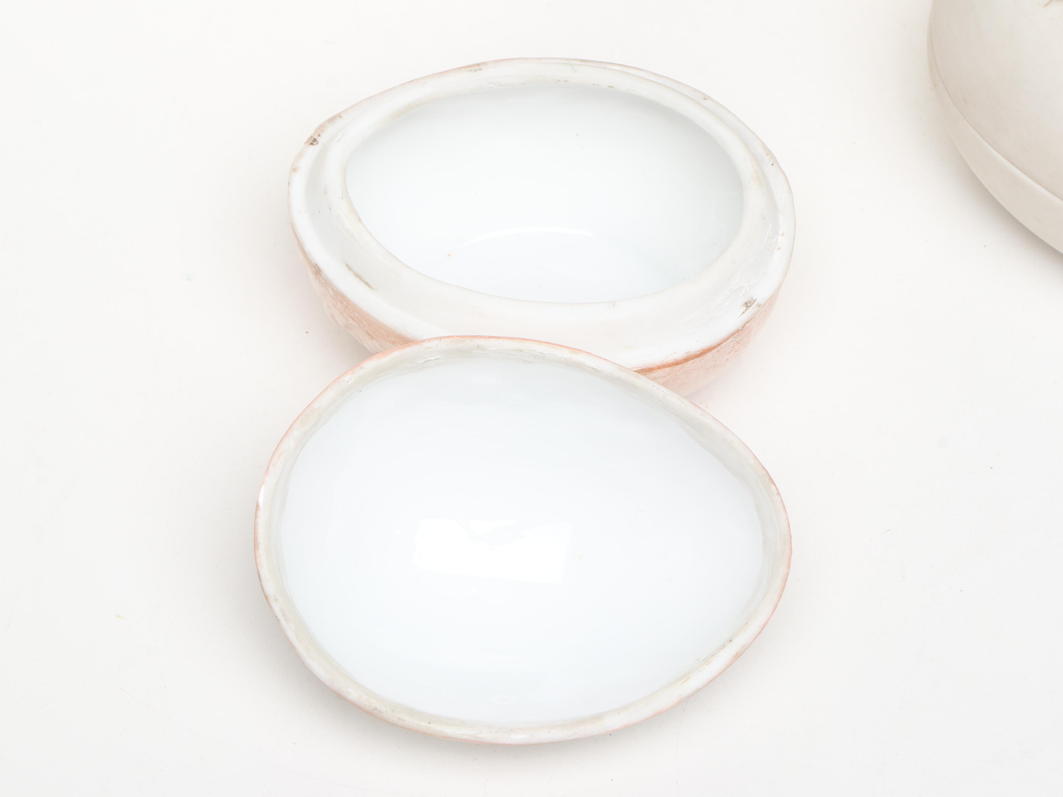 Lenox, Lefton, and Other China Boxes with Egg Figurines