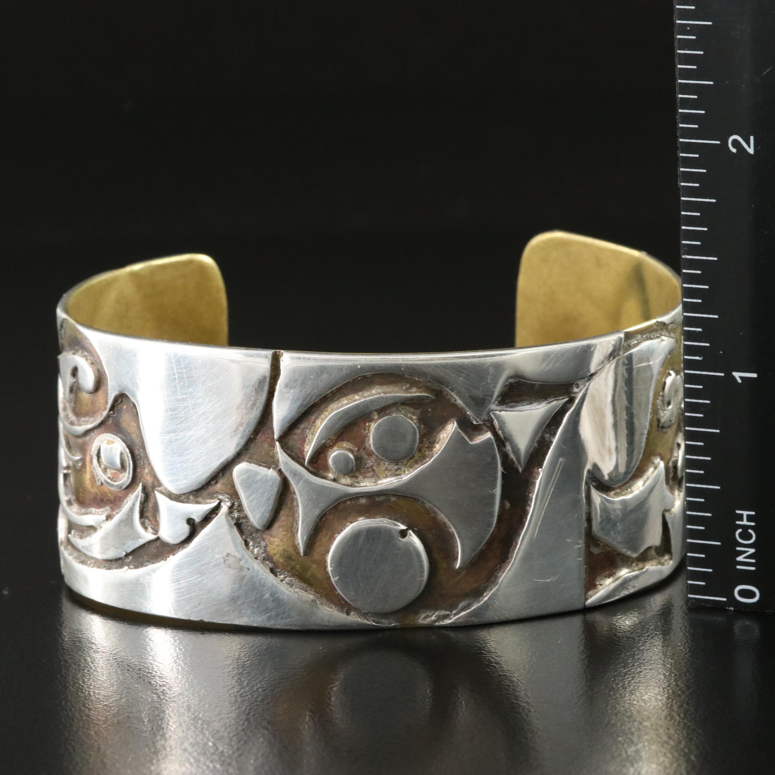 Sterling and Brass Mexican and Overlay Bracelets