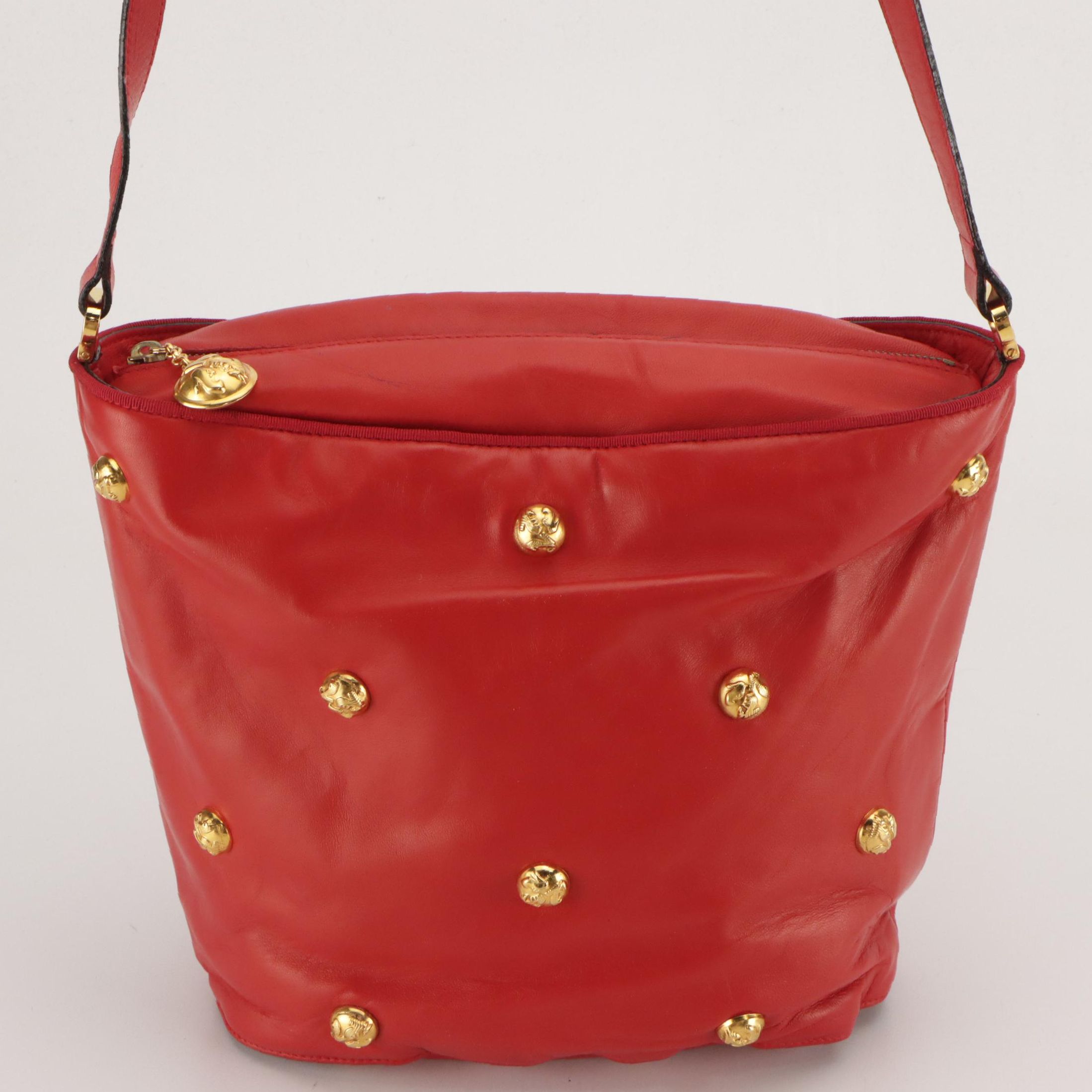 Salvatore Ferragamo Crossbody Bag in Shoe Studded Red Calfskin Leather