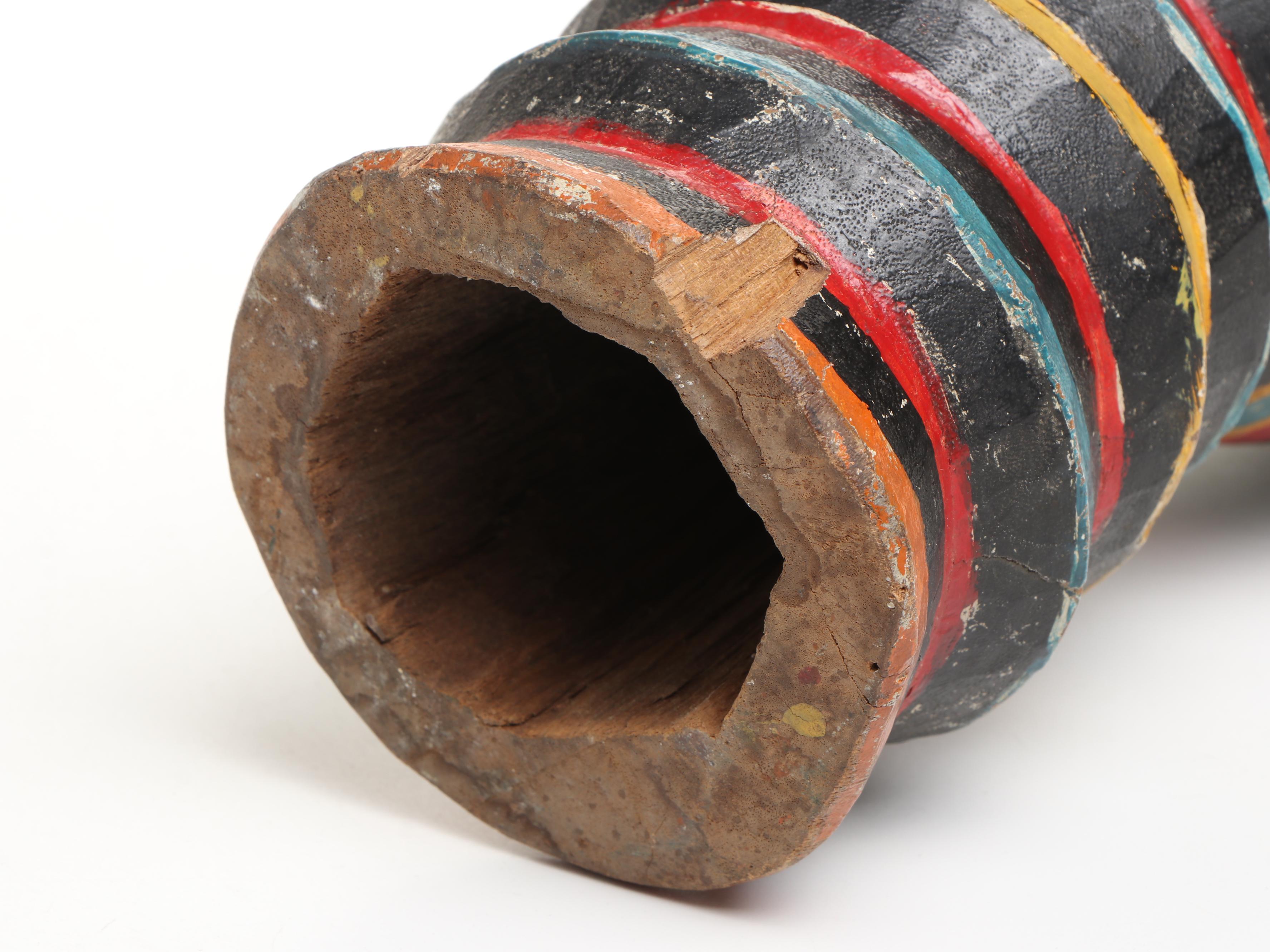 African Hide Covered Wood Djembe with Haitian Hand-Painted Rada Drum