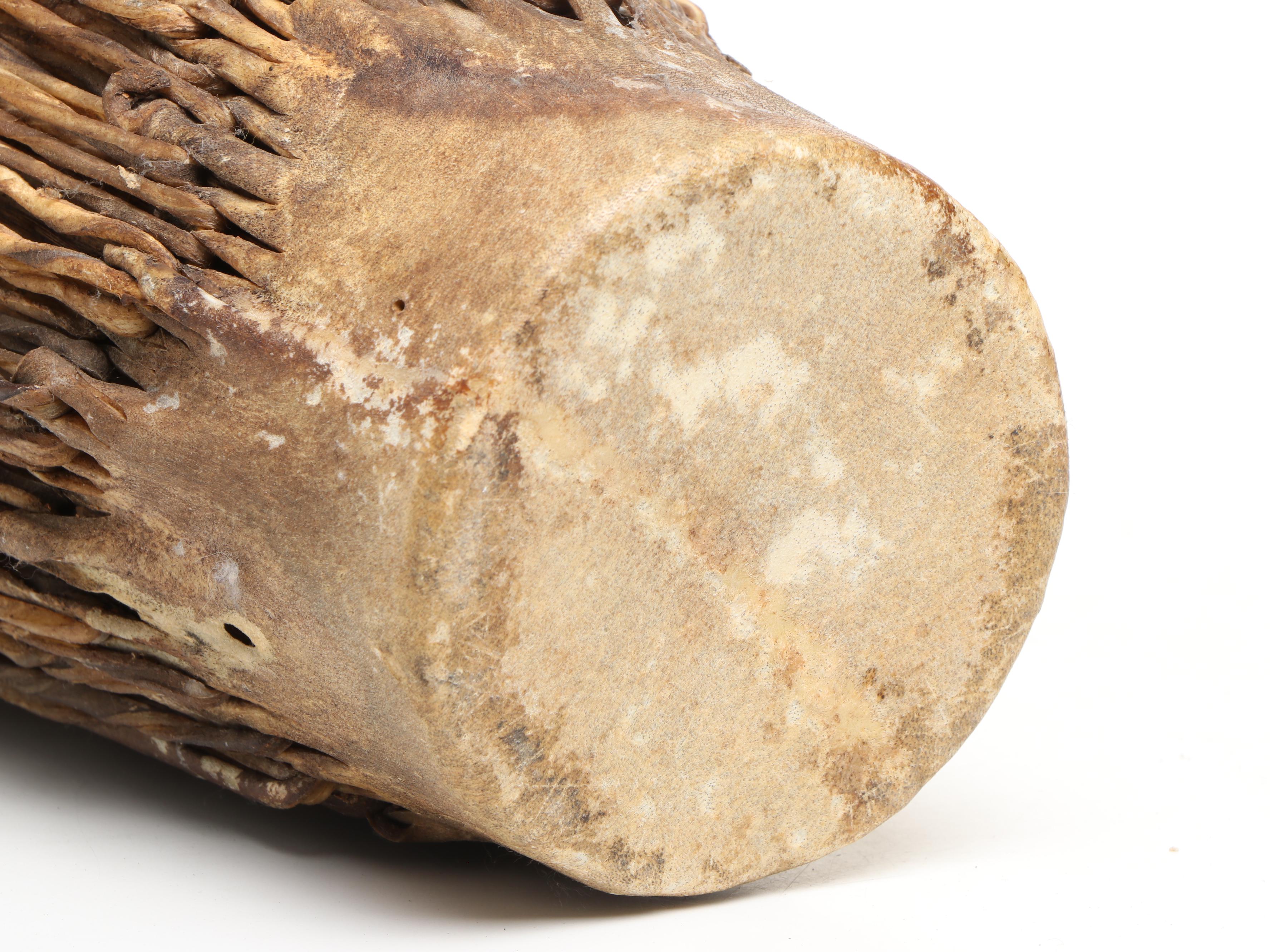 African Hide Covered Wood Djembe with Haitian Hand-Painted Rada Drum