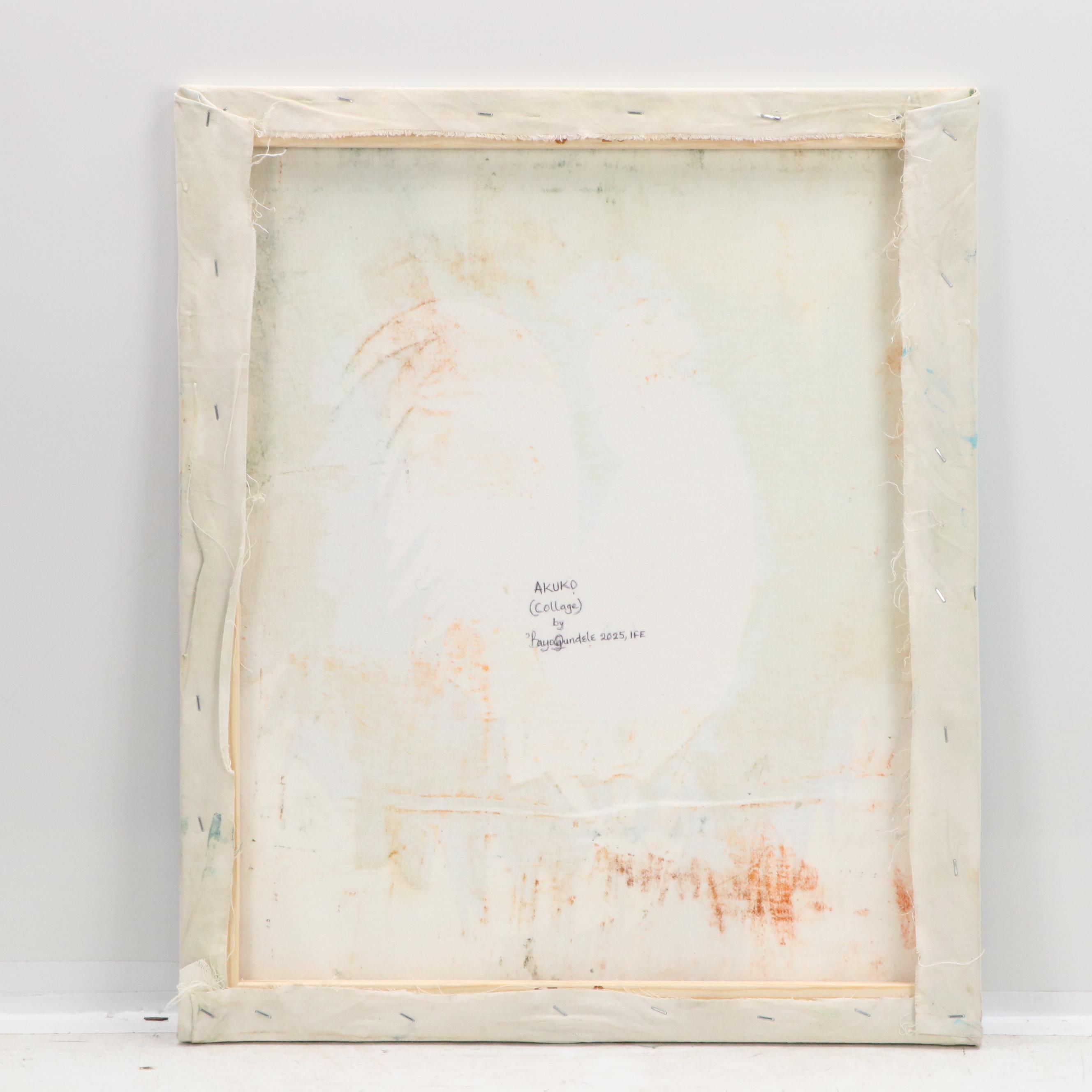 Bayo Ogundele Stylized Mixed Media Collage of a Rooster "Akuko," 2025