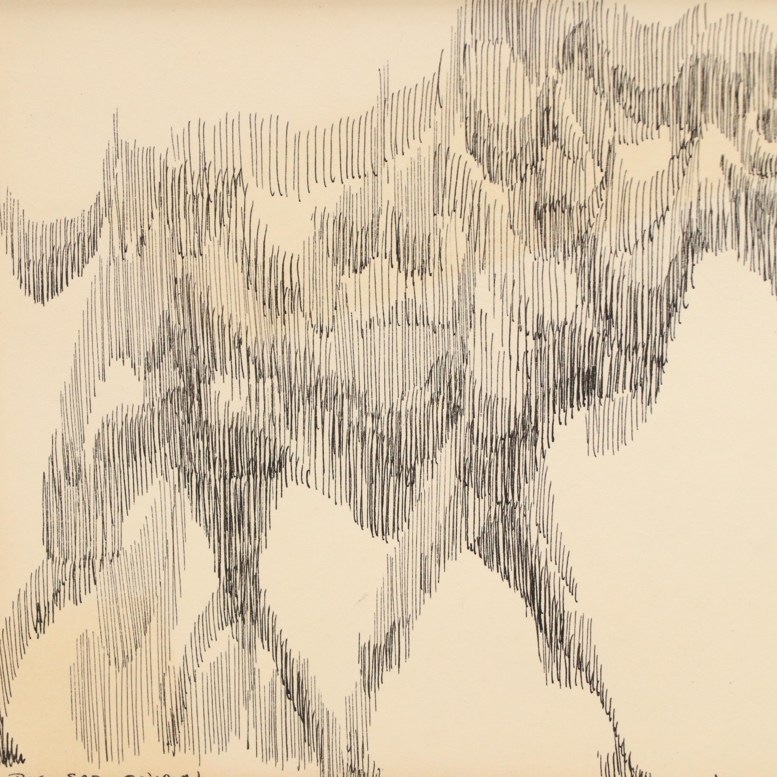 Leonard Maurer Modern Ink Drawing "Big Sad Animal," 1949