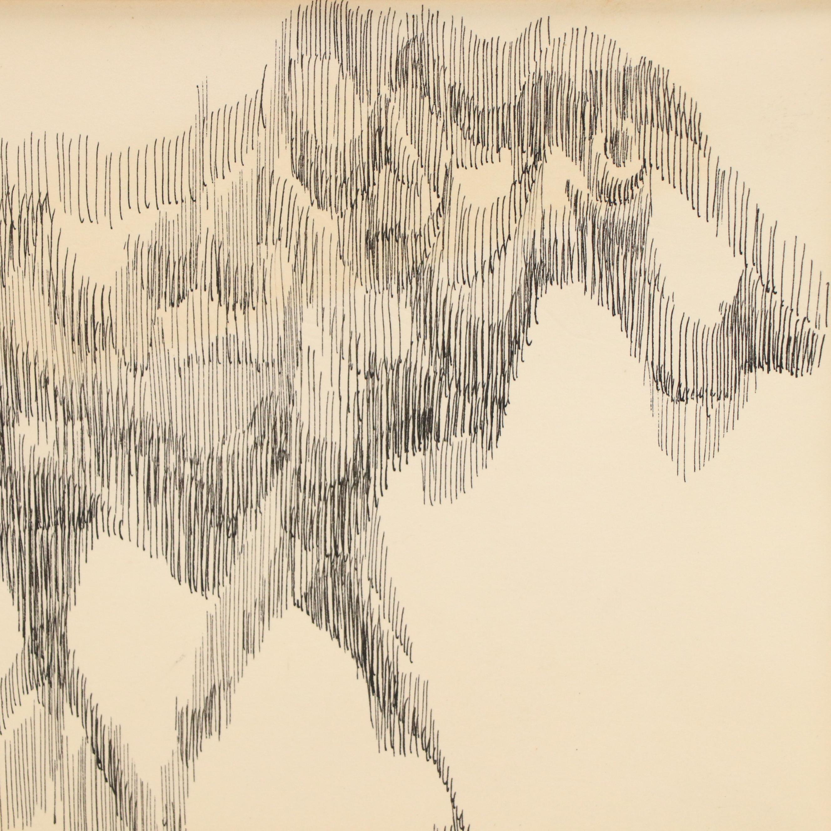 Leonard Maurer Modern Ink Drawing "Big Sad Animal," 1949