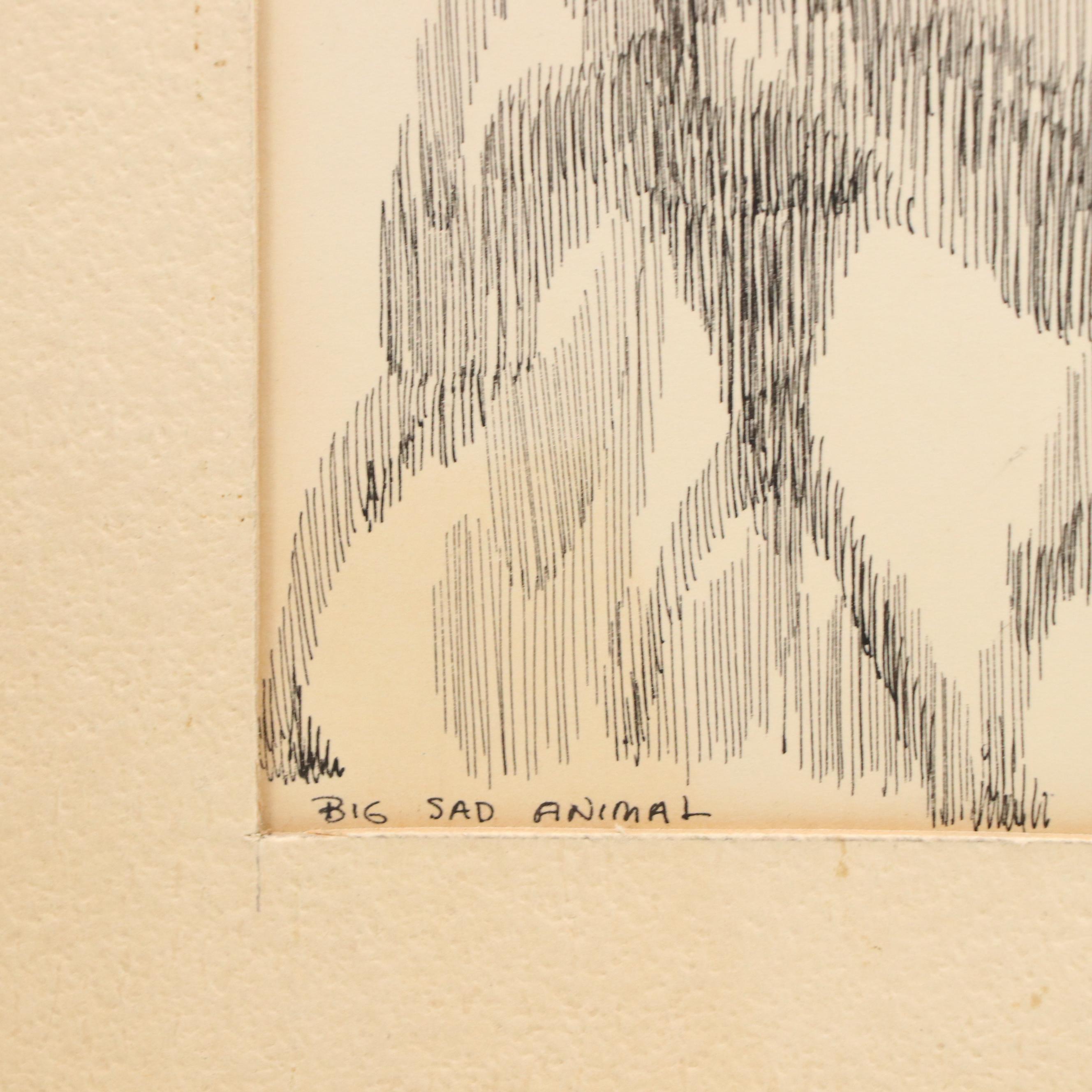 Leonard Maurer Modern Ink Drawing "Big Sad Animal," 1949