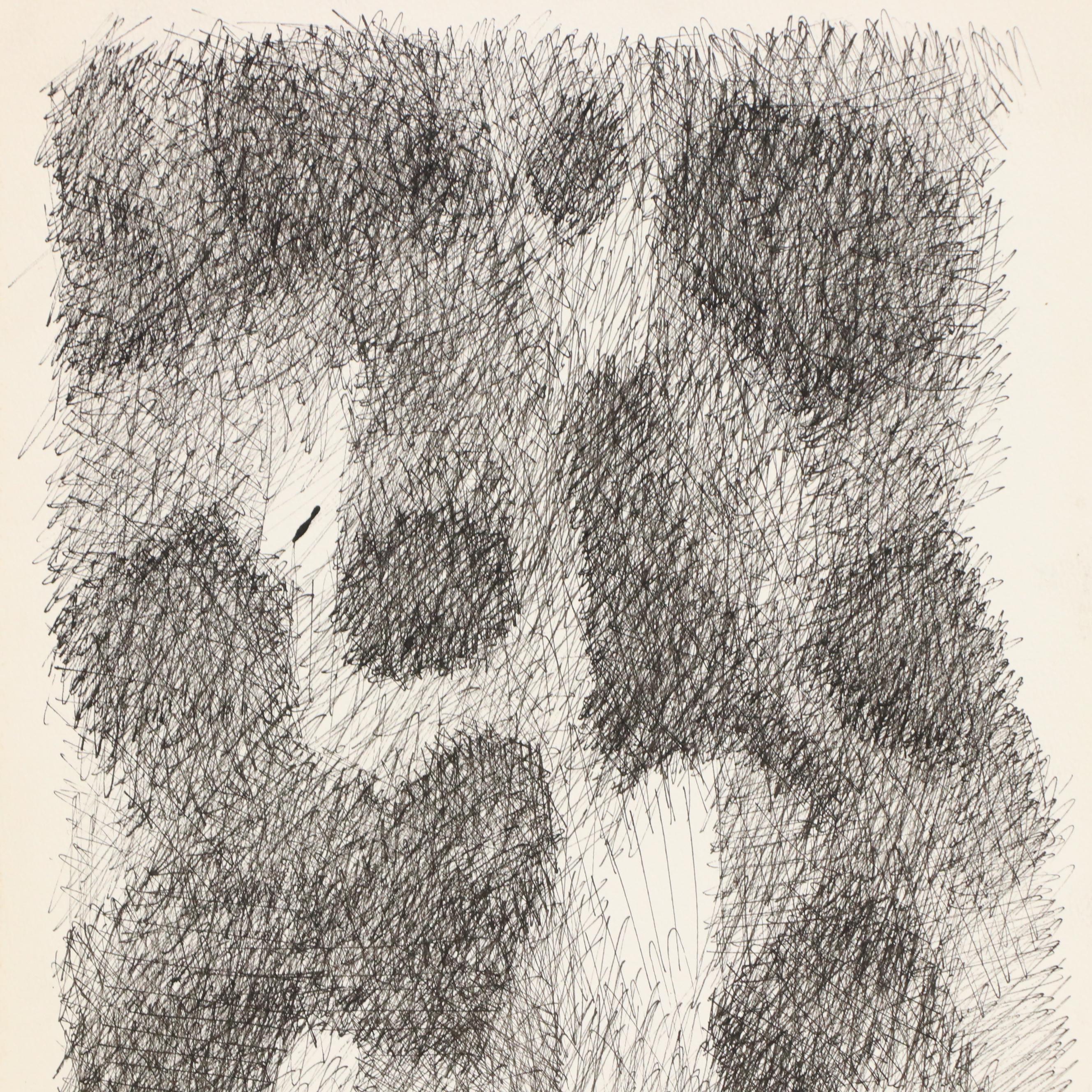 Leonard Maurer Abstract Modern Ink Drawing, 1971