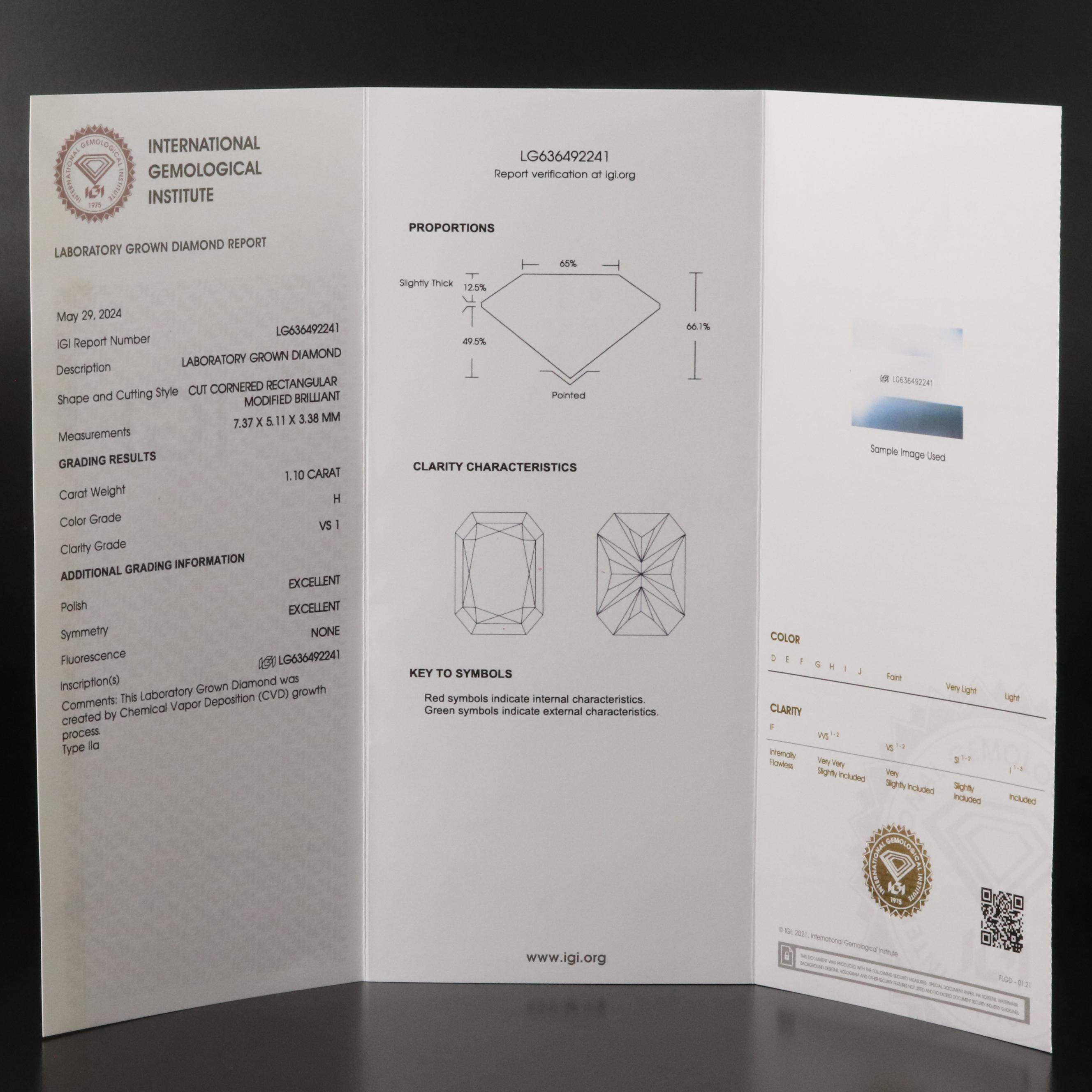 Loose 1.10 CT Lab Grown Diamond with IGI Report