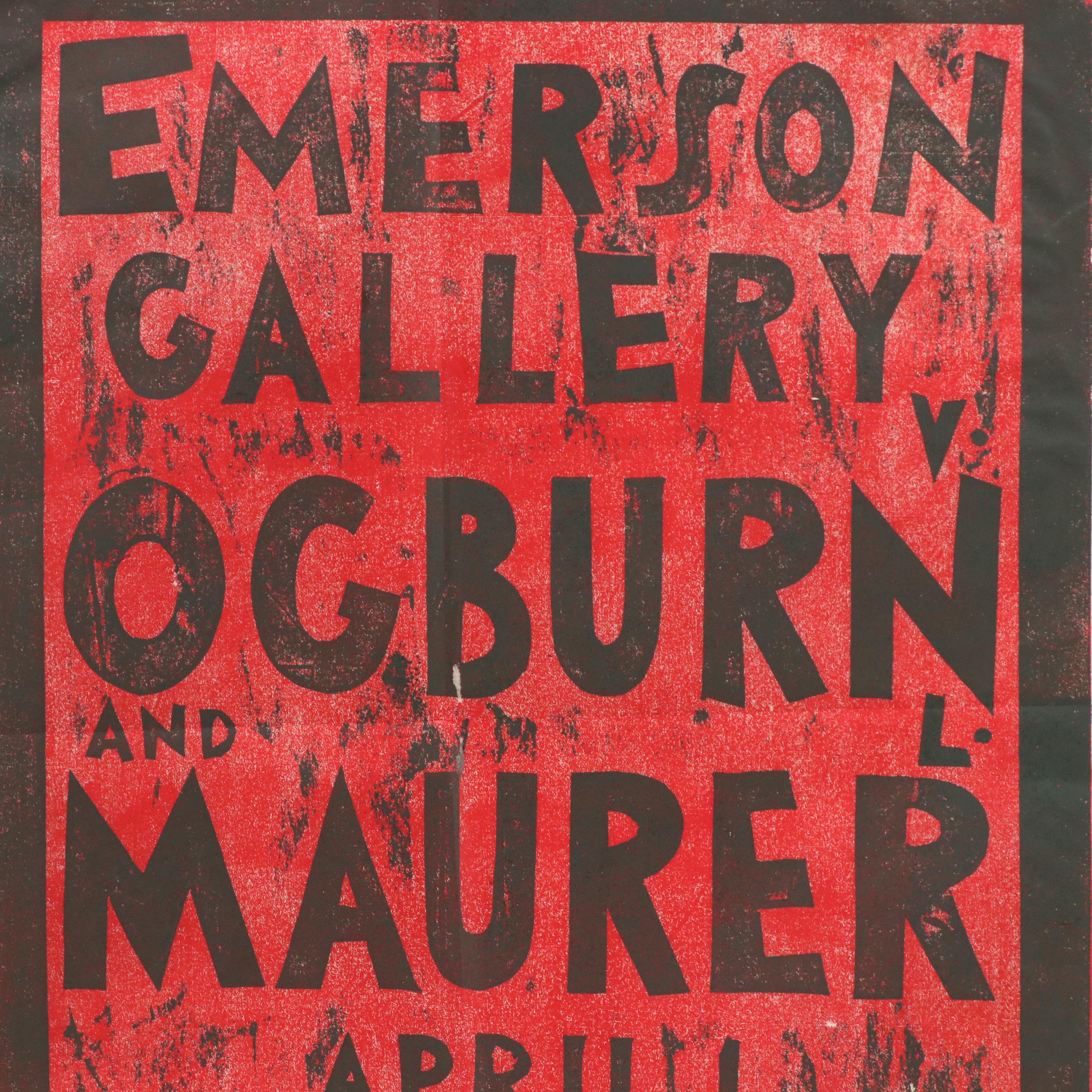 Leonard Maurer Modern Exhibition Woodcut Print, 1969