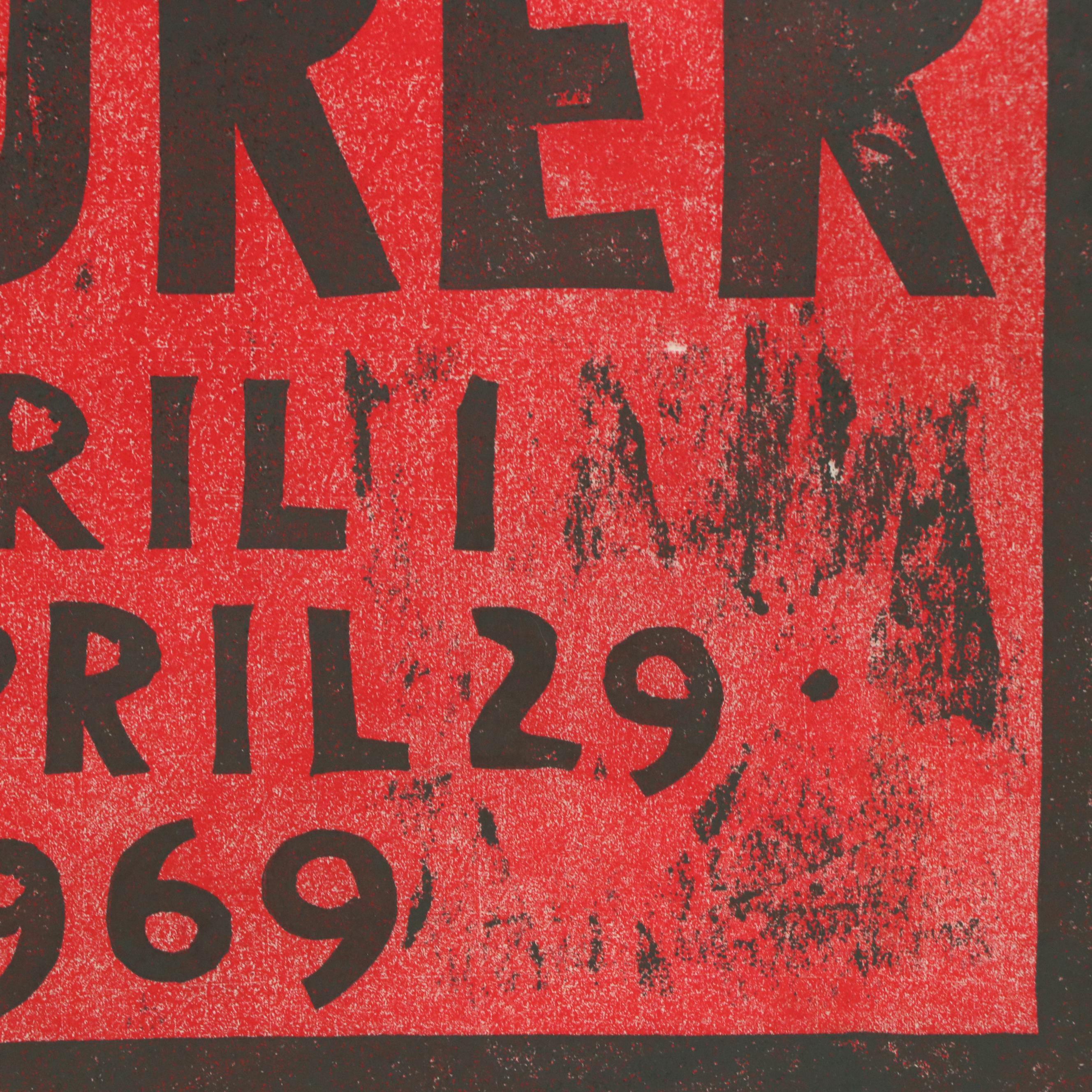 Leonard Maurer Modern Exhibition Woodcut Print, 1969