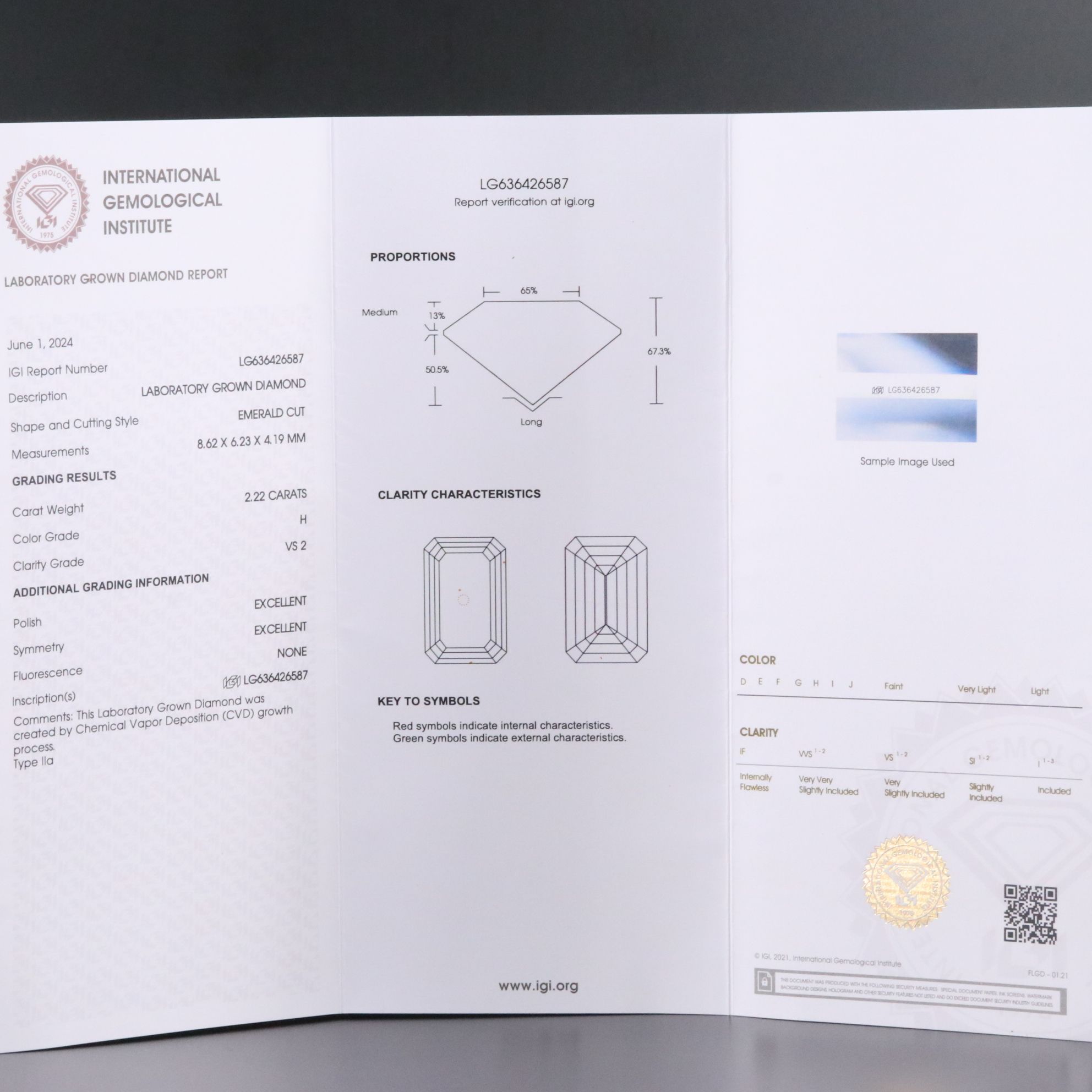 Loose 2.22 CT Lab Grown Diamond with IGI Report
