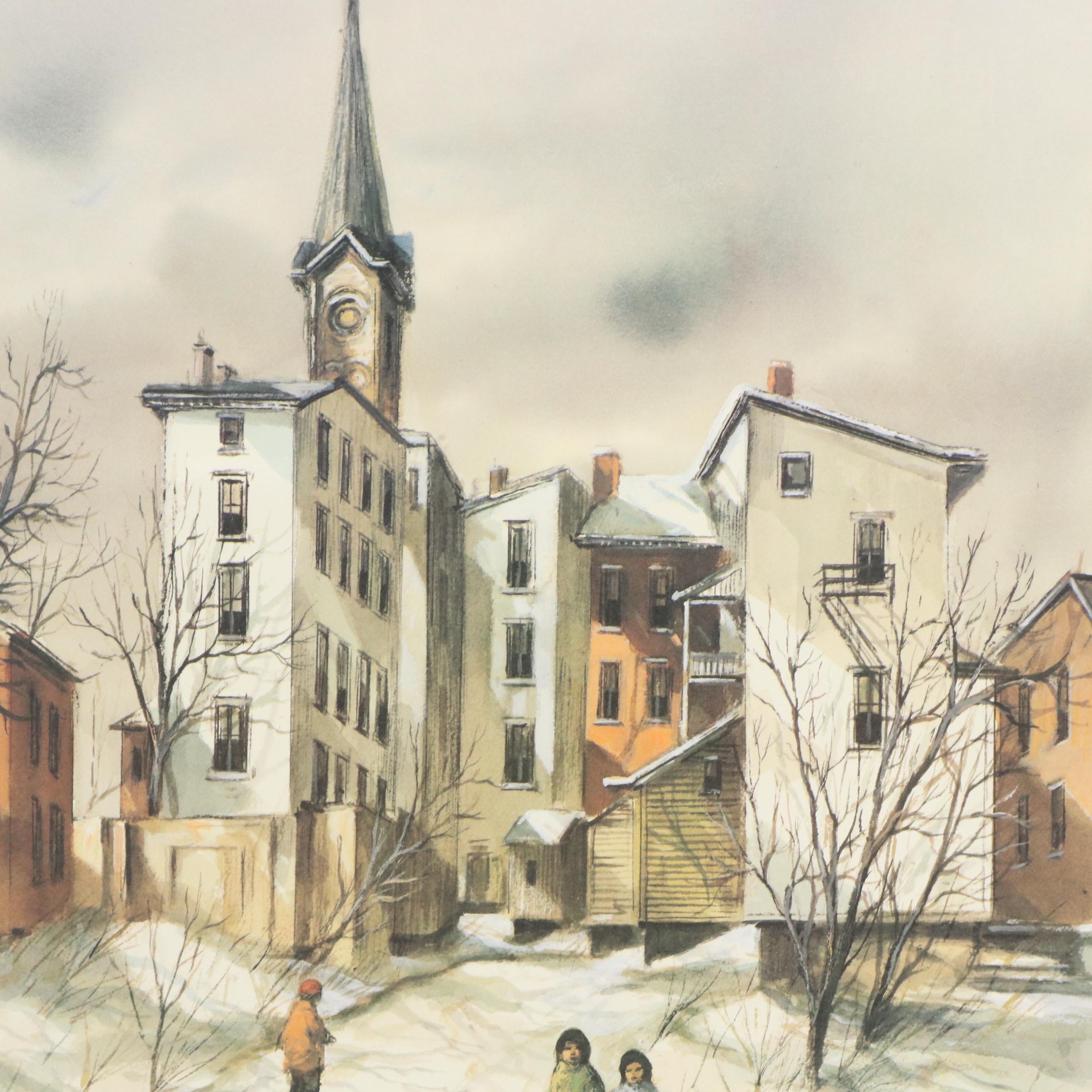 Robert Fabe Offset Lithographs "December Afternoon" and "Winter Holiday"