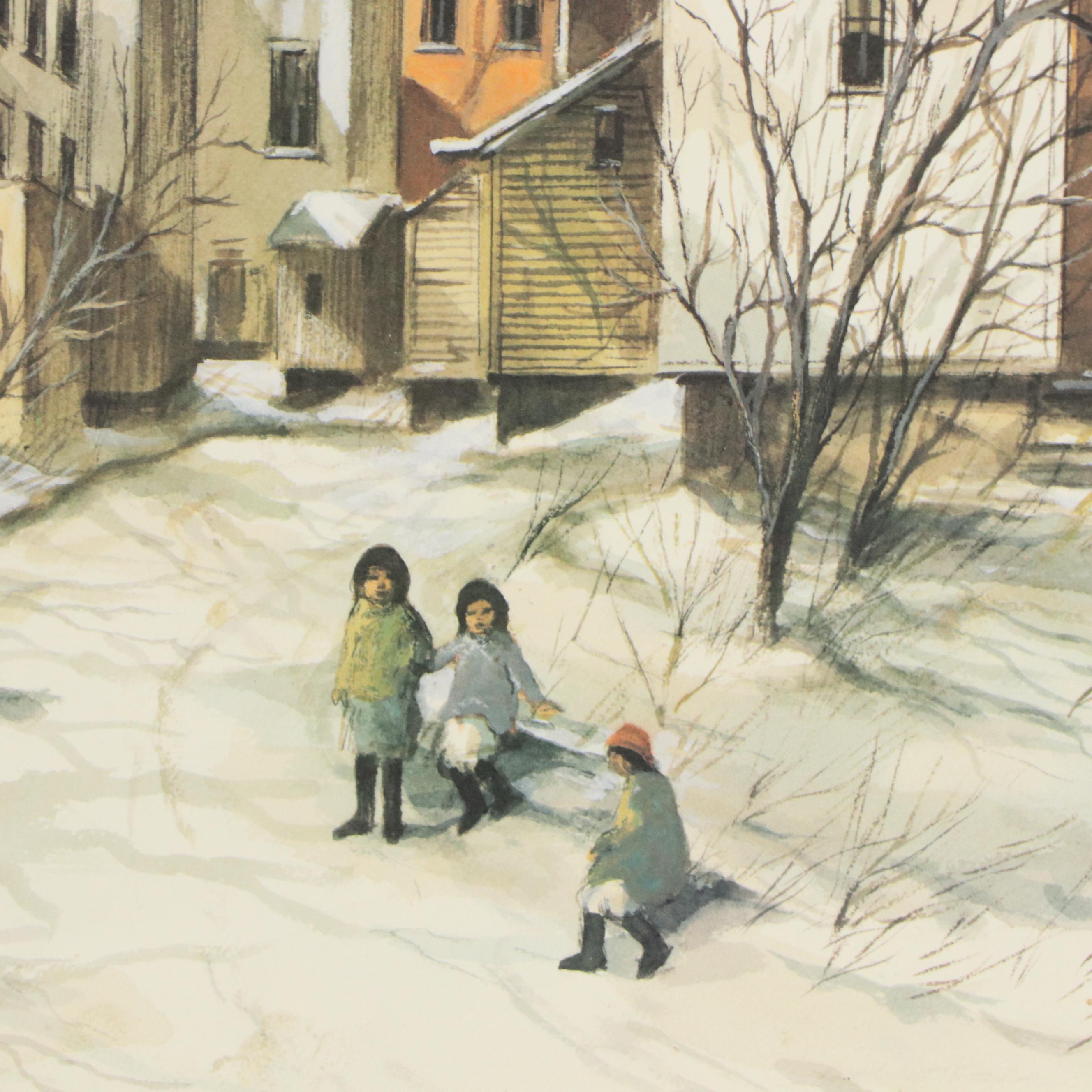 Robert Fabe Offset Lithographs "December Afternoon" and "Winter Holiday"