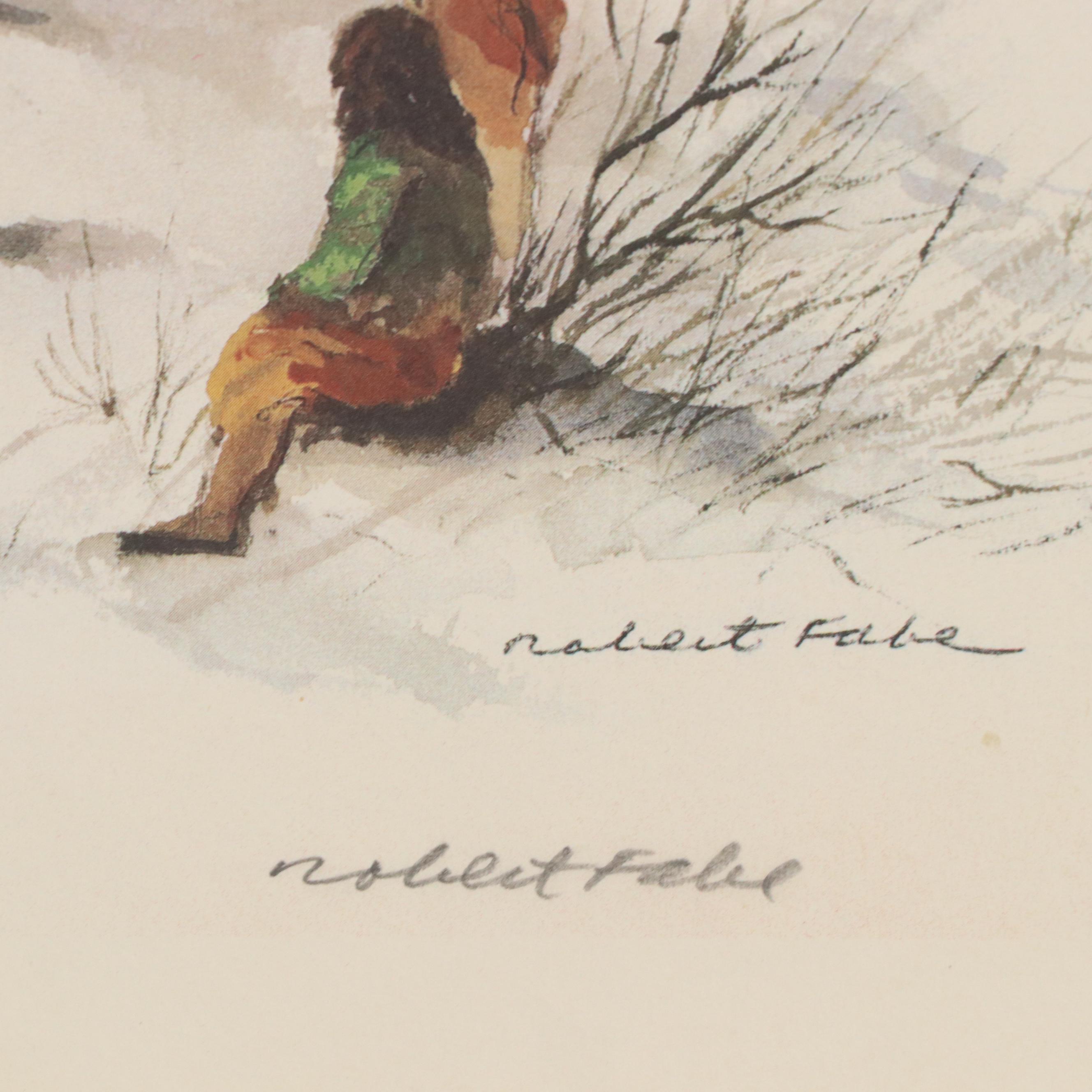 Robert Fabe Offset Lithographs "December Afternoon" and "Winter Holiday"