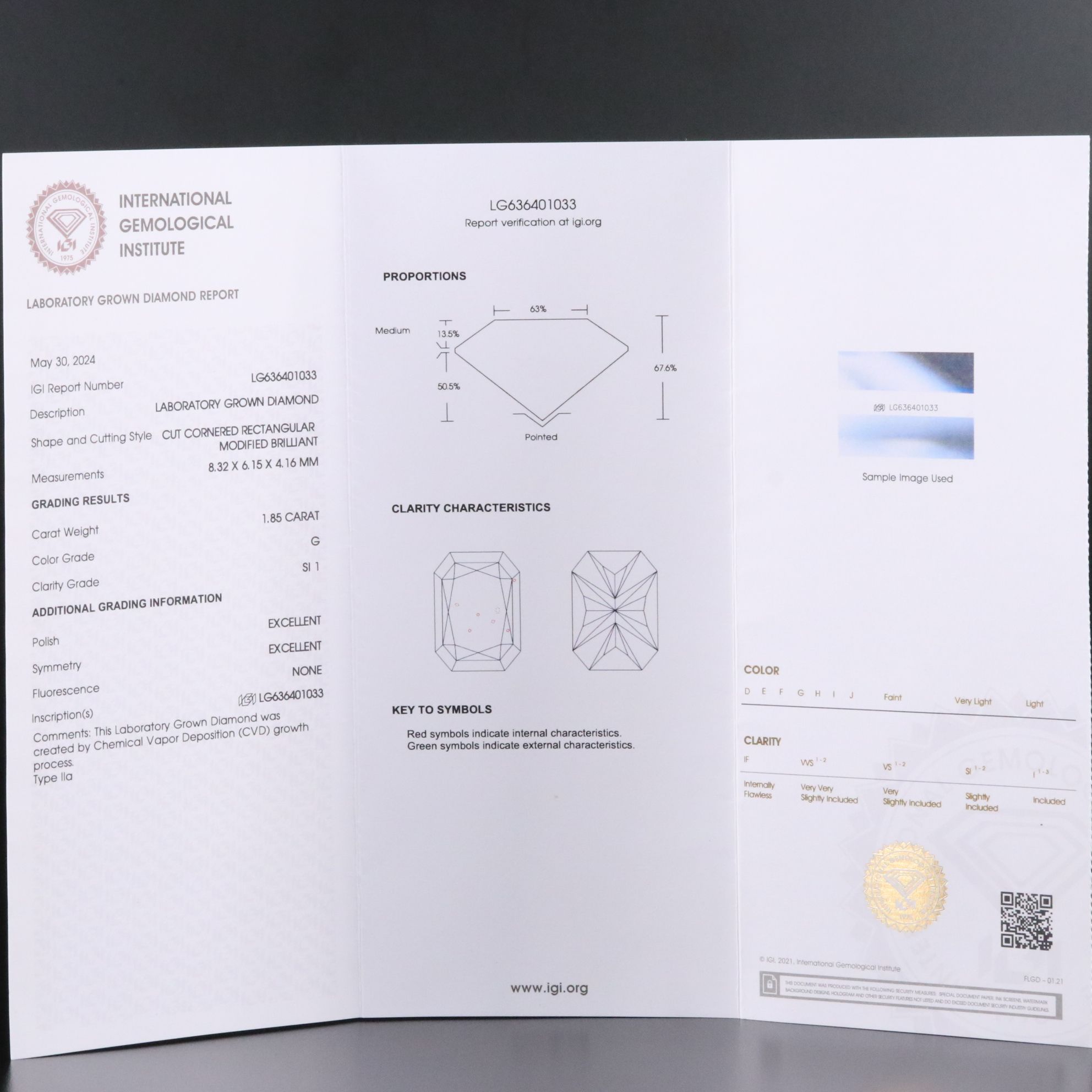 Loose 1.85 CT Lab Grown Diamond with IGI Report