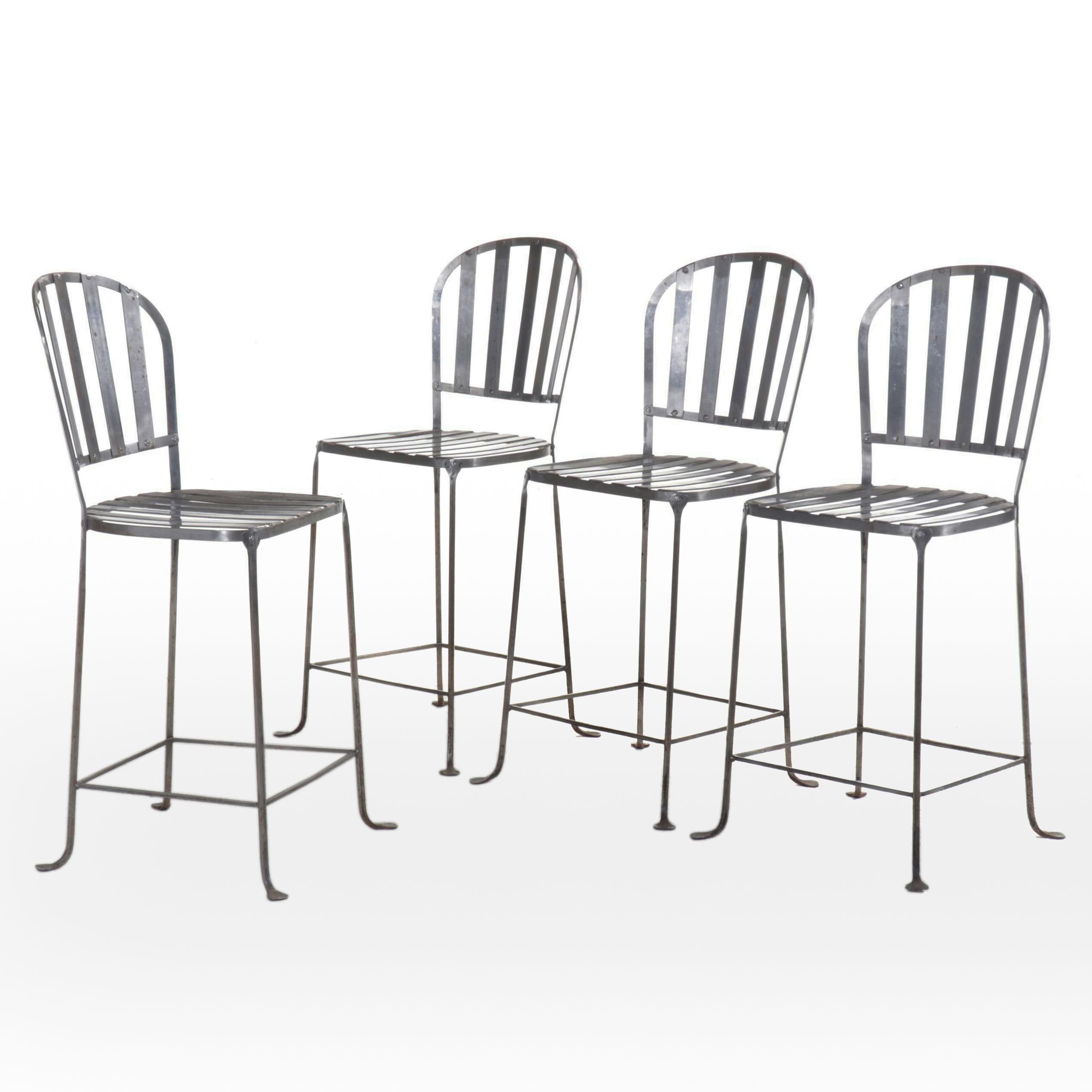 Set of Four Industrial Style Metal Barstools
