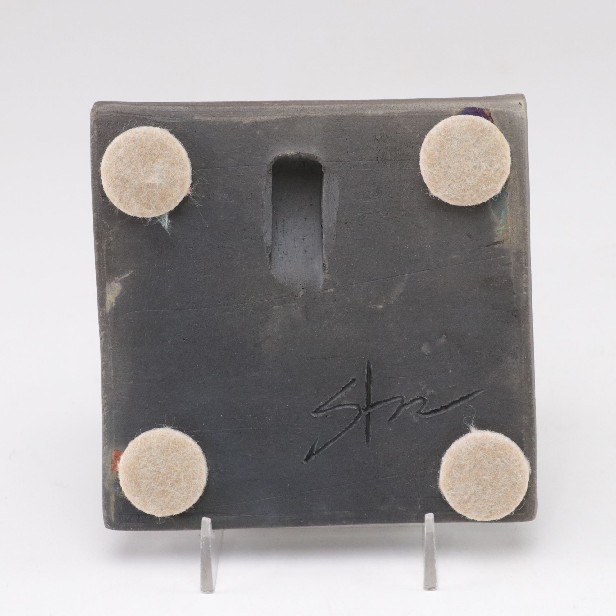 Raku Fired Great Lakes Ceramic Tile with Other Tiles and Ashtray