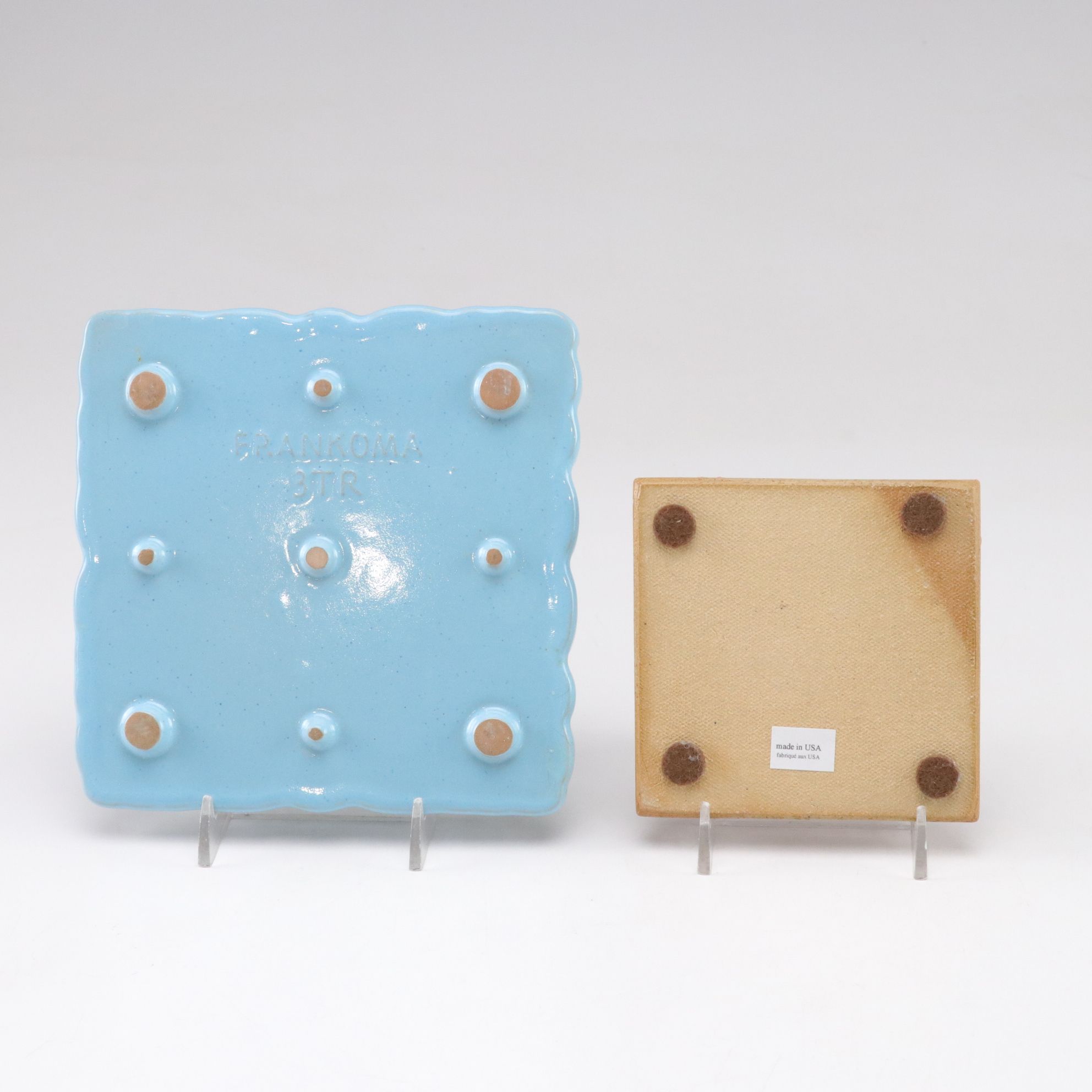 Raku Fired Great Lakes Ceramic Tile with Other Tiles and Ashtray