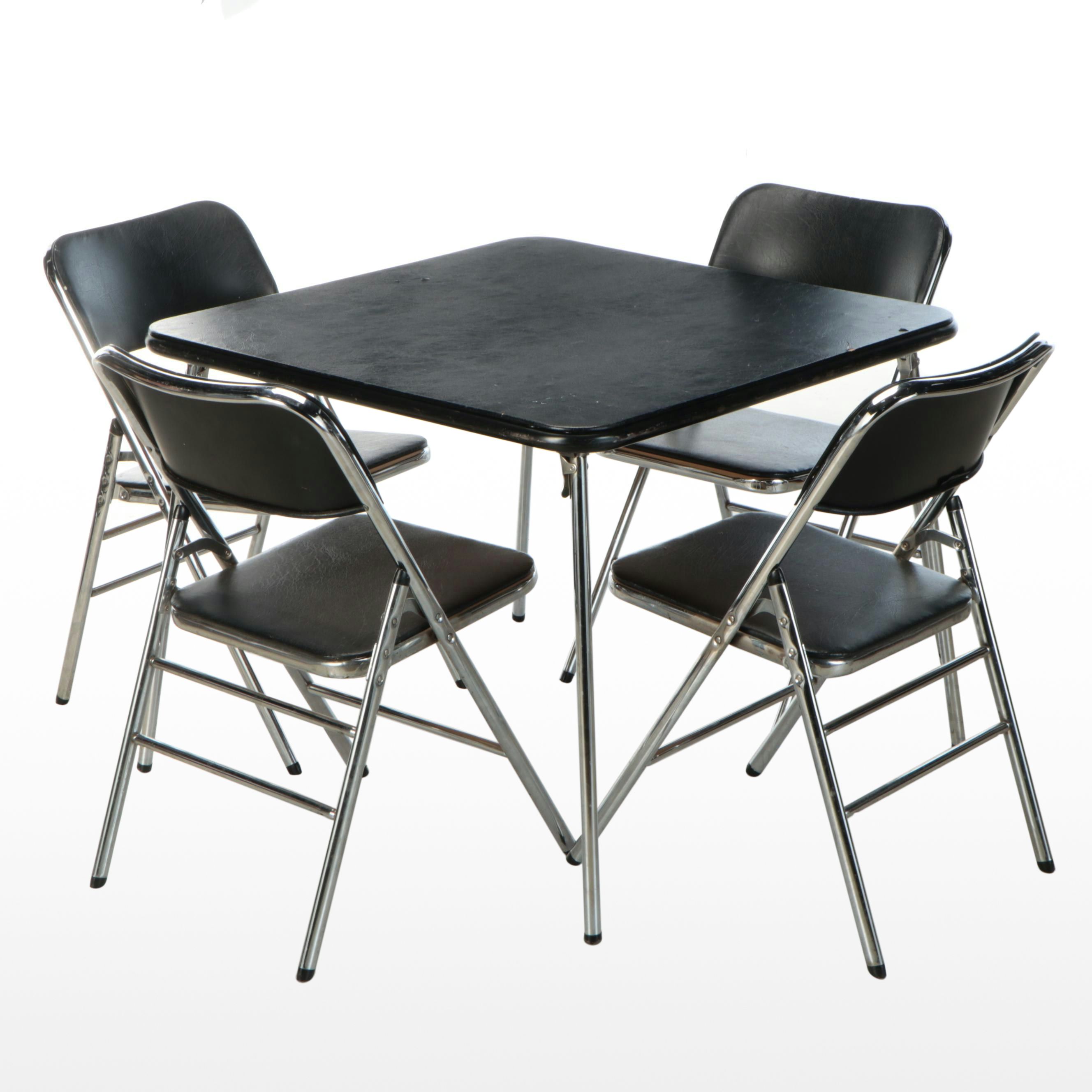 Samsonite Folding Vinyl Upholstered Card Table and Chairs, Late 20th Century