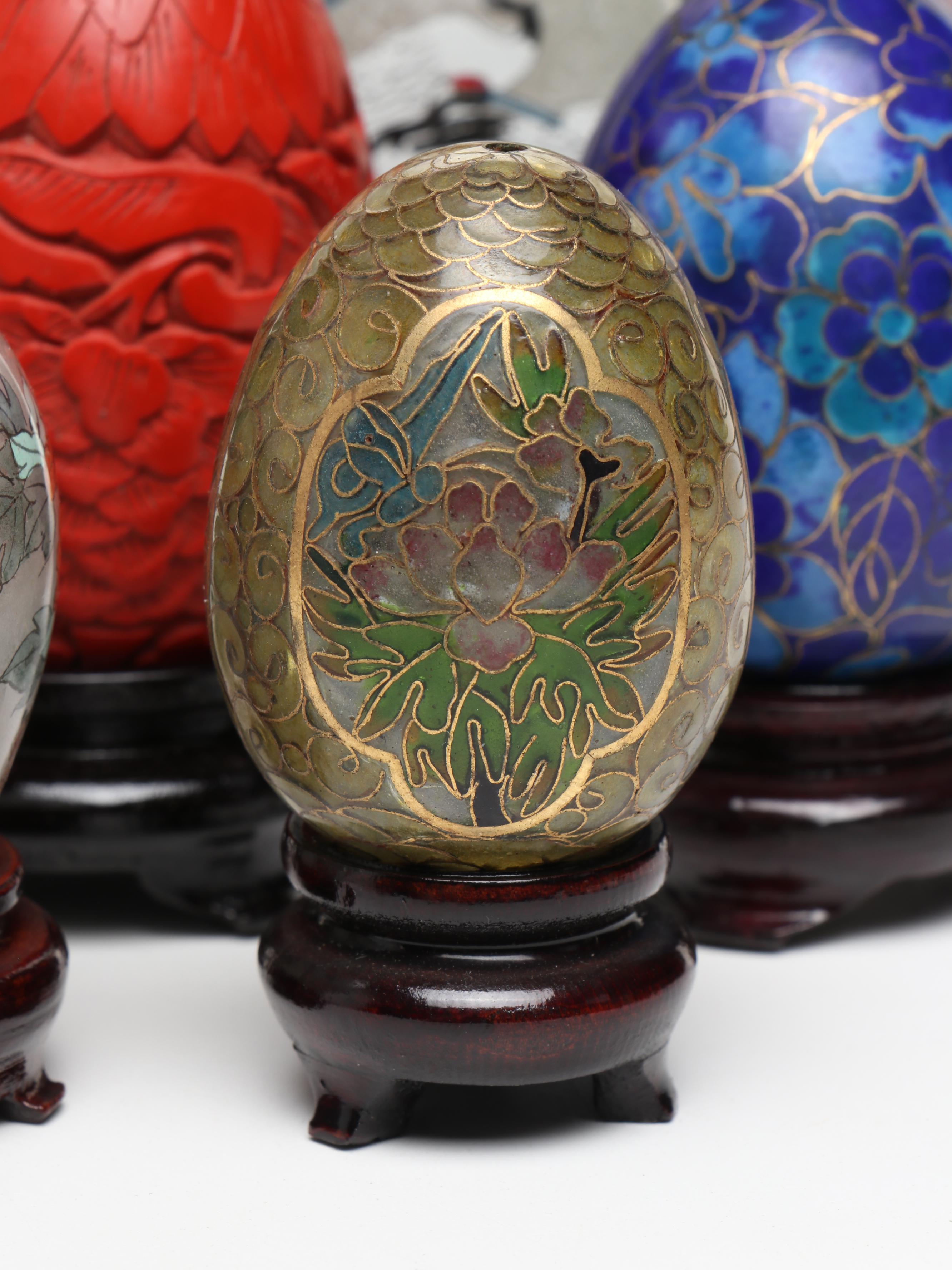 Cloisonné, Plique-à-Jour, Porcelain, Lacquer & Other Decorative Eggs