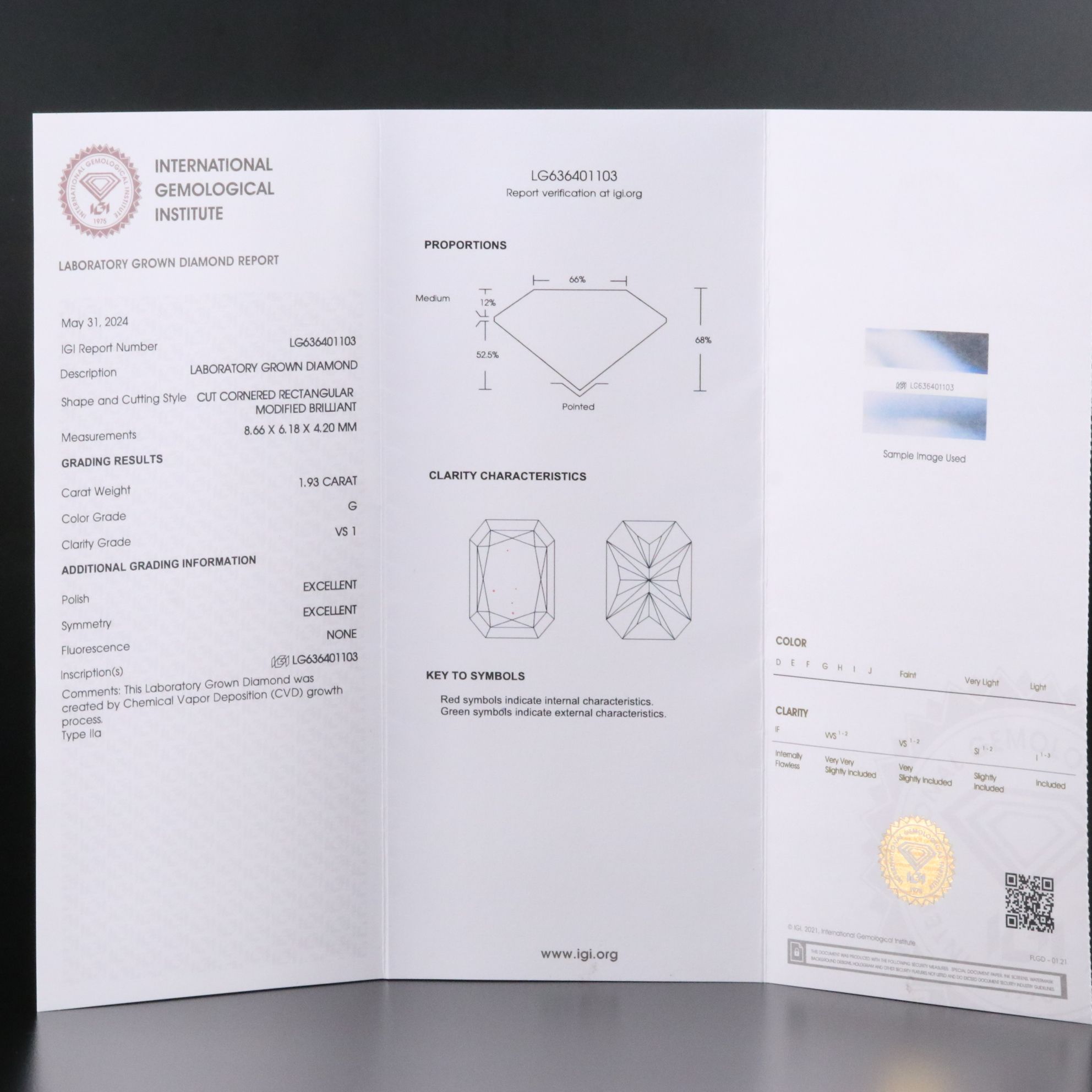 Loose 1.93 CT Lab Grown Diamond with IGI Report