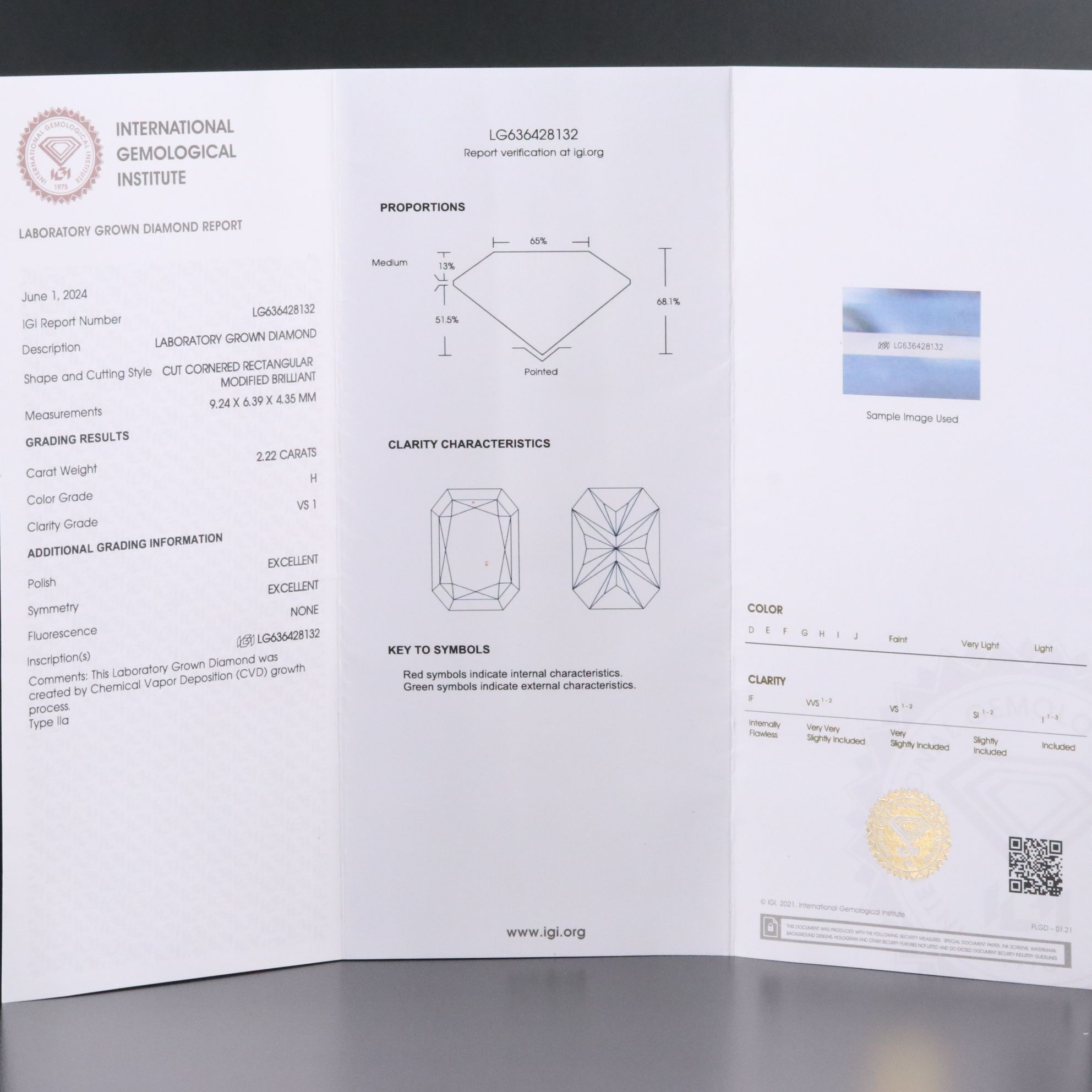 Loose 2.22 CT Lab Grown Diamond with IGI Report