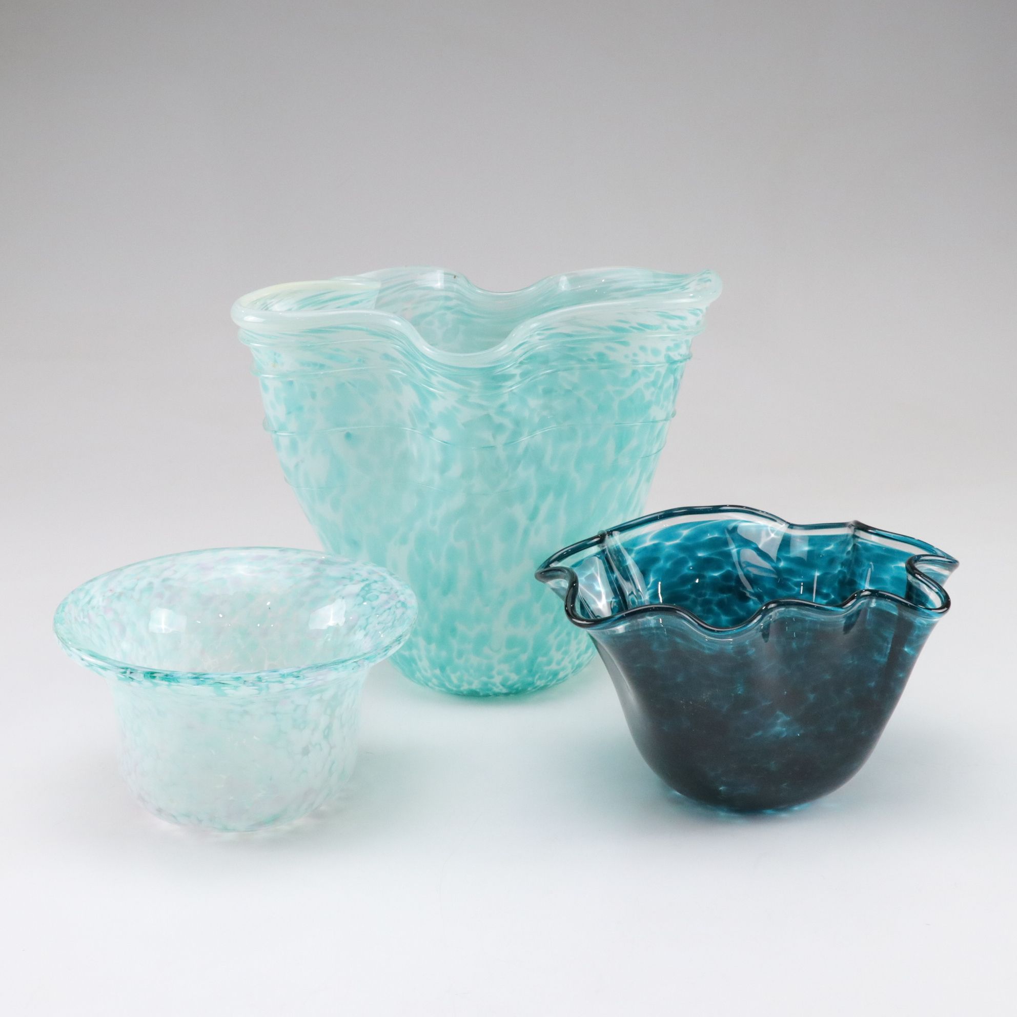 Three Hand-Made Art Glass Vases, Late 20th to 21st Century