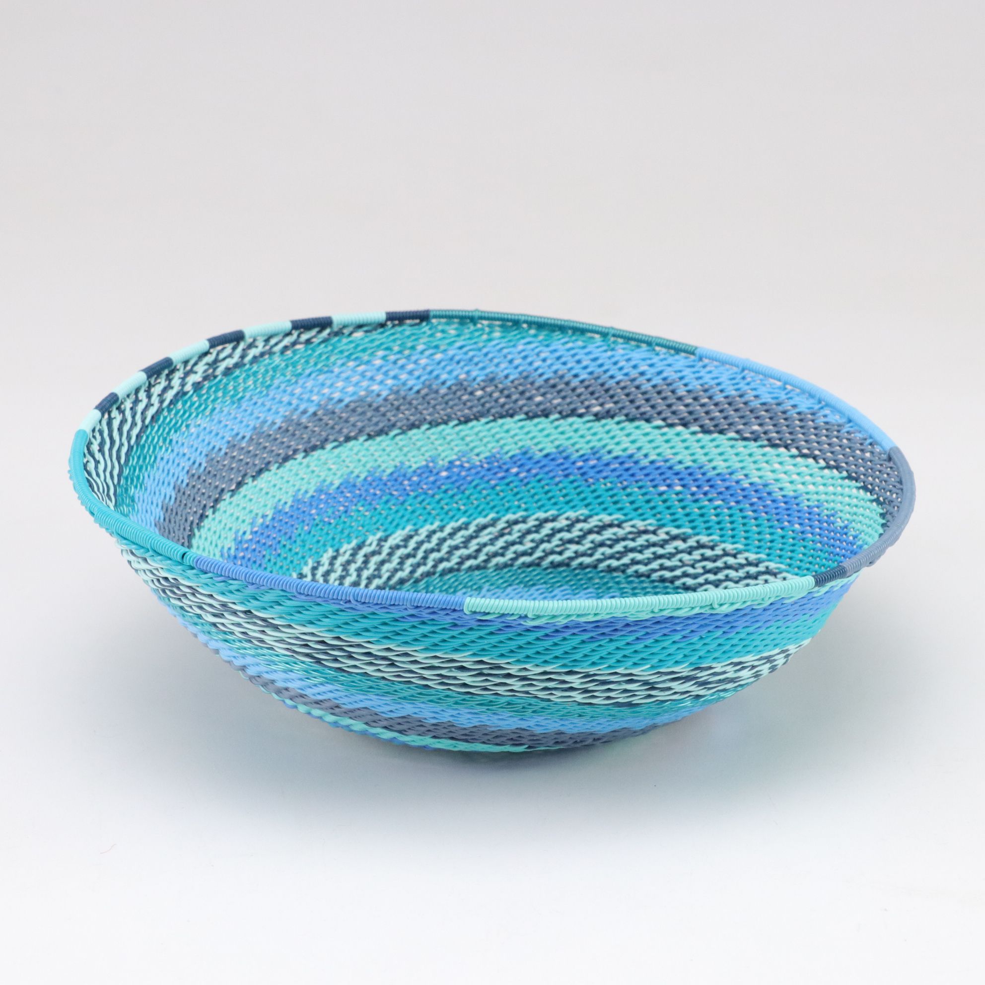 Splatter Glaze Cake Stand with Woven Wire Basket and Studio Pottery Bowl