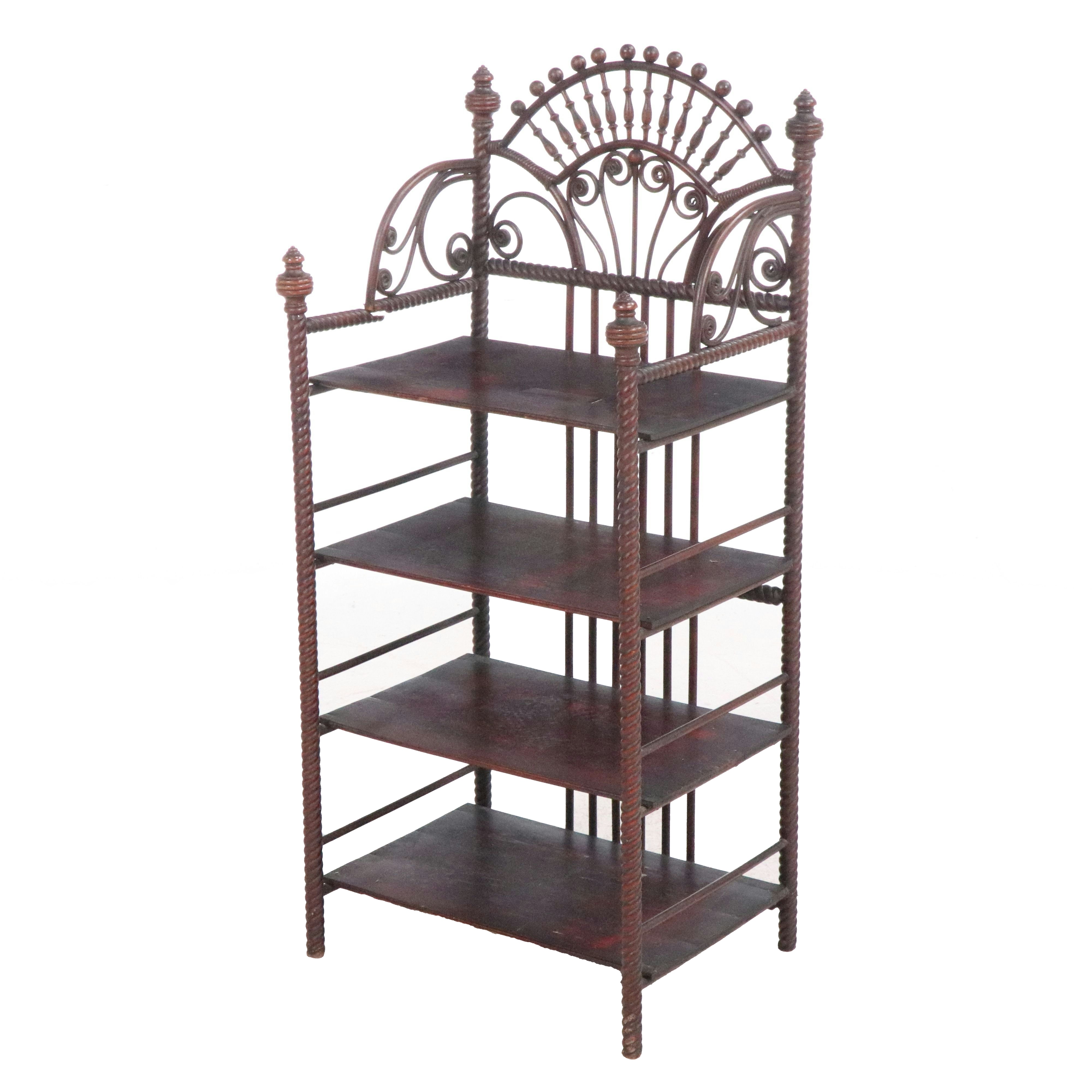 Mahogany Finish Stick and Ball Étagère