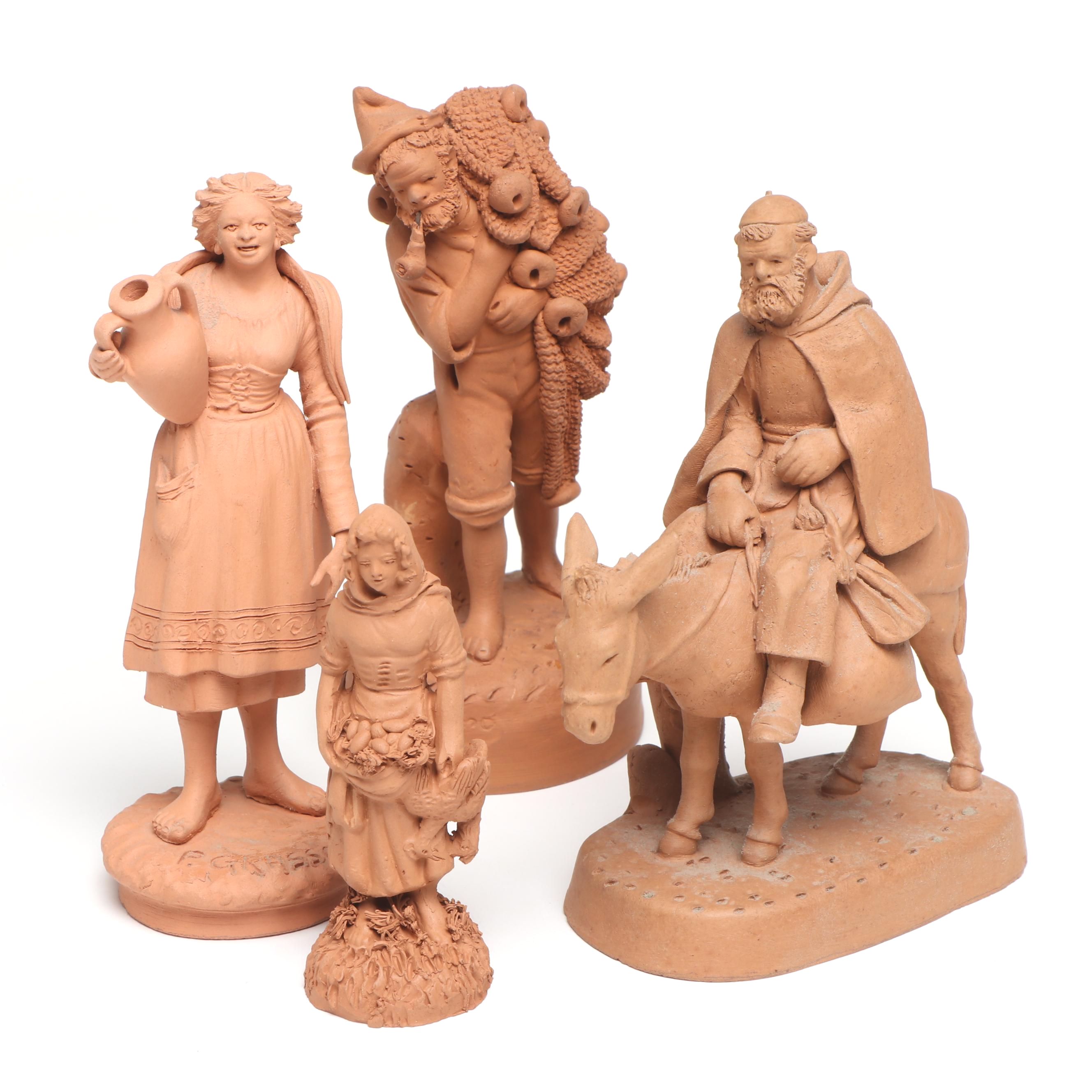 Man on Donkey and More Terracotta Figures, Late 20th Century