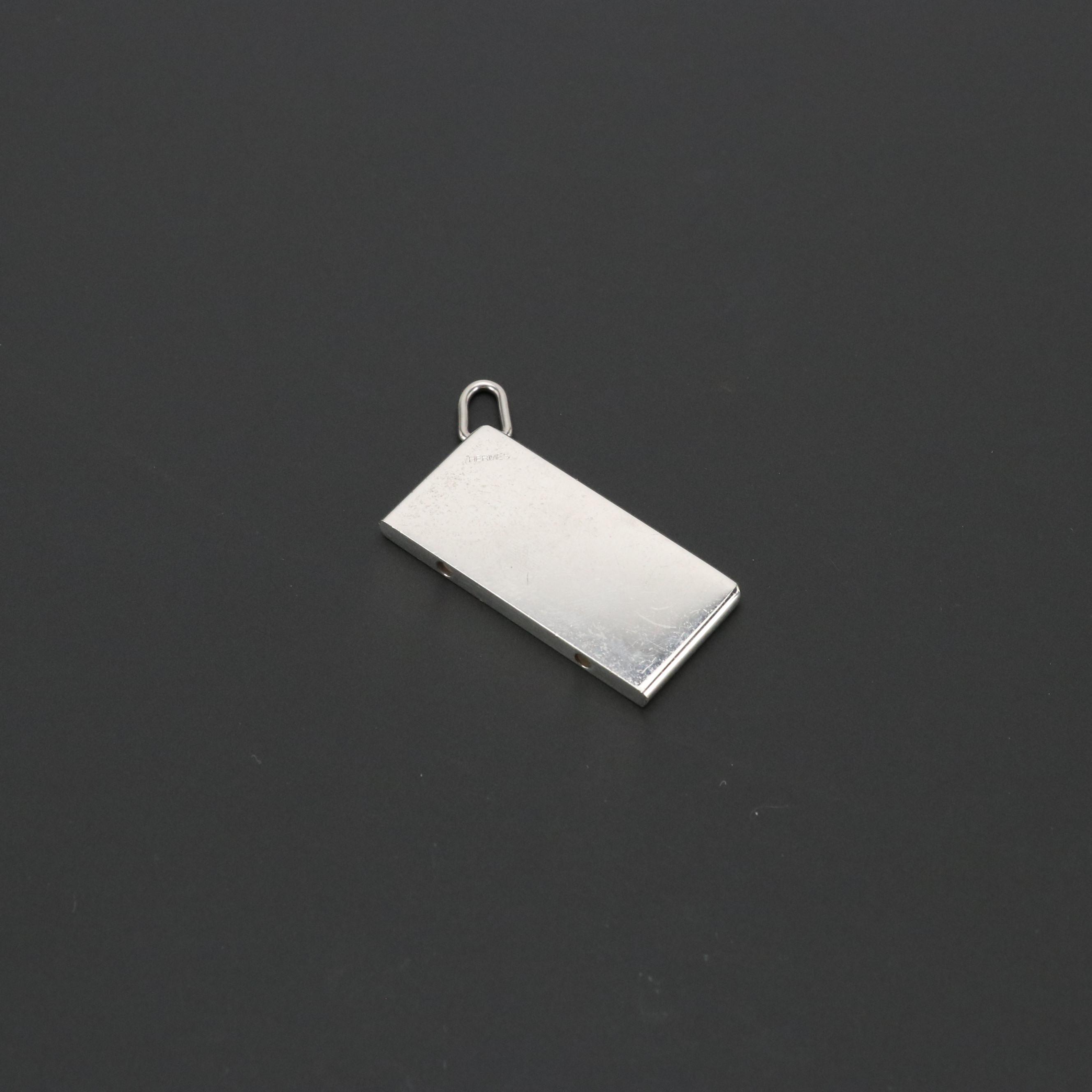 Hermès Palladium Plate Bar Pendant