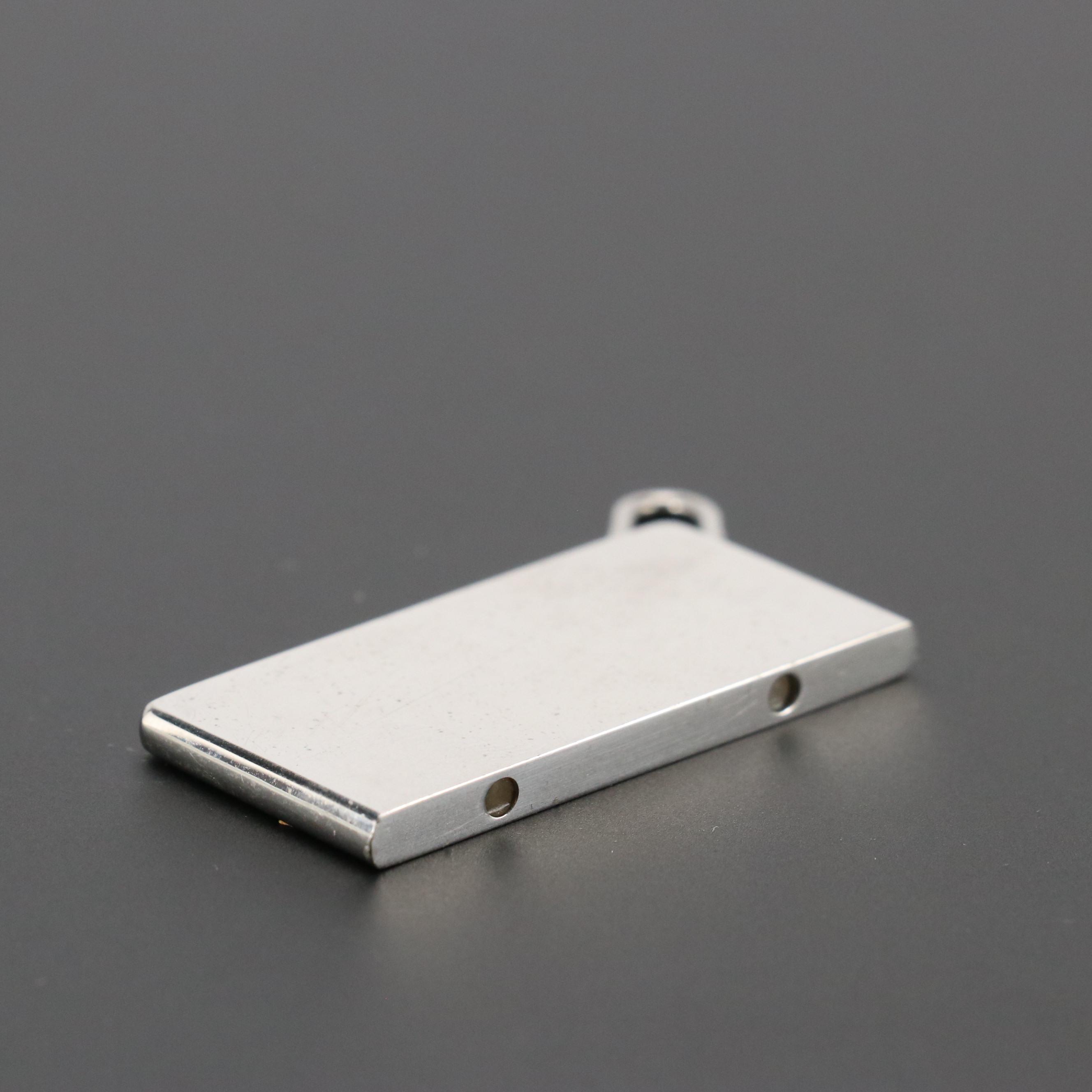 Hermès Palladium Plate Bar Pendant