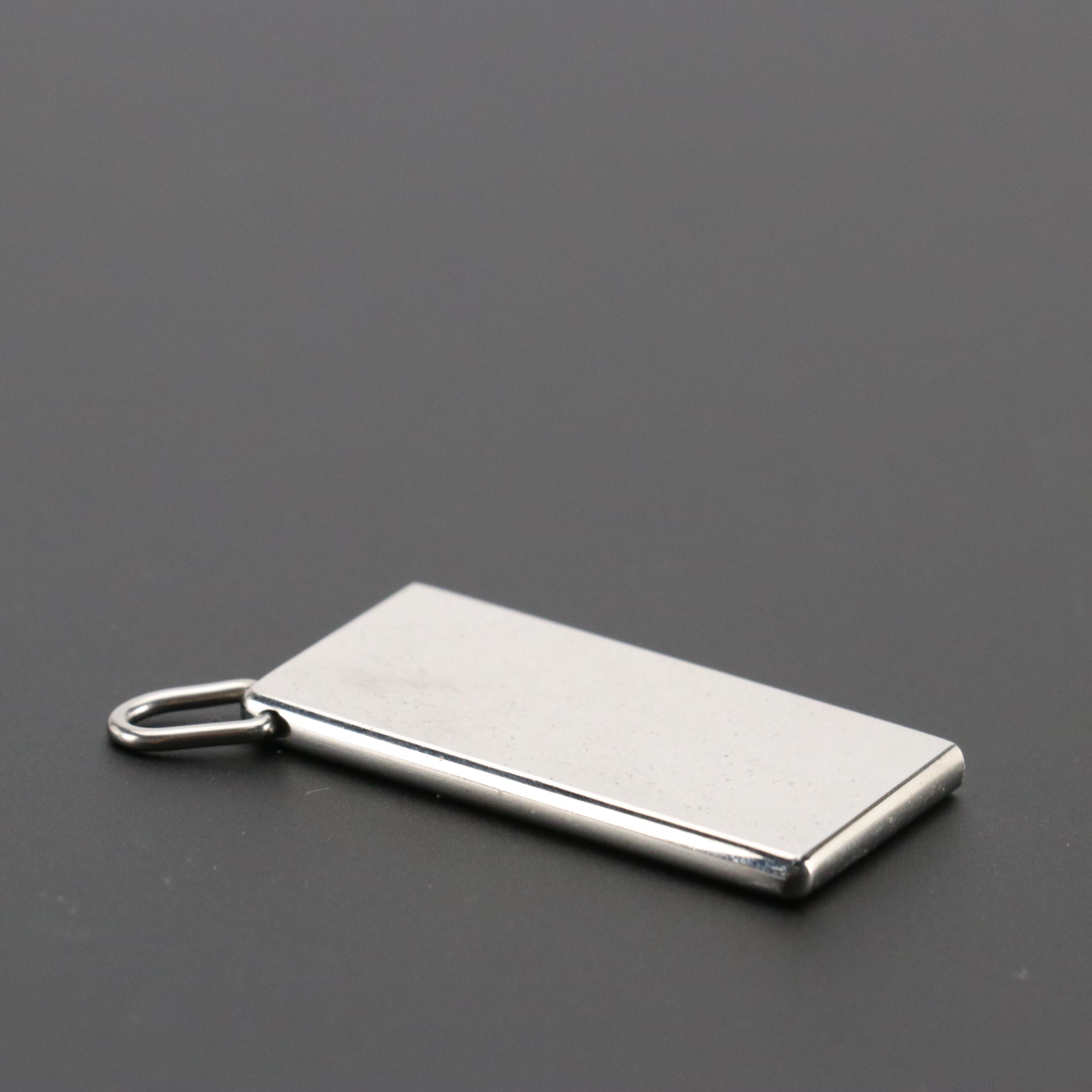 Hermès Palladium Plate Bar Pendant