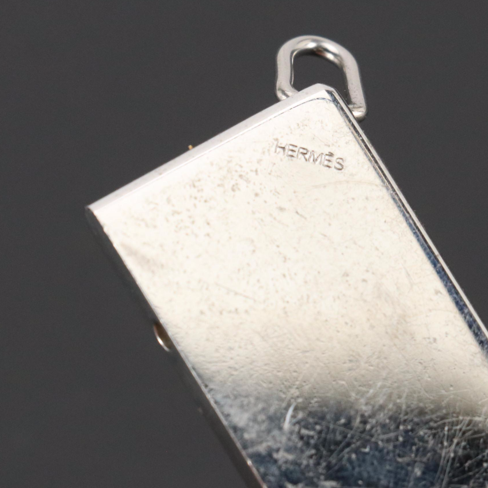Hermès Palladium Plate Bar Pendant