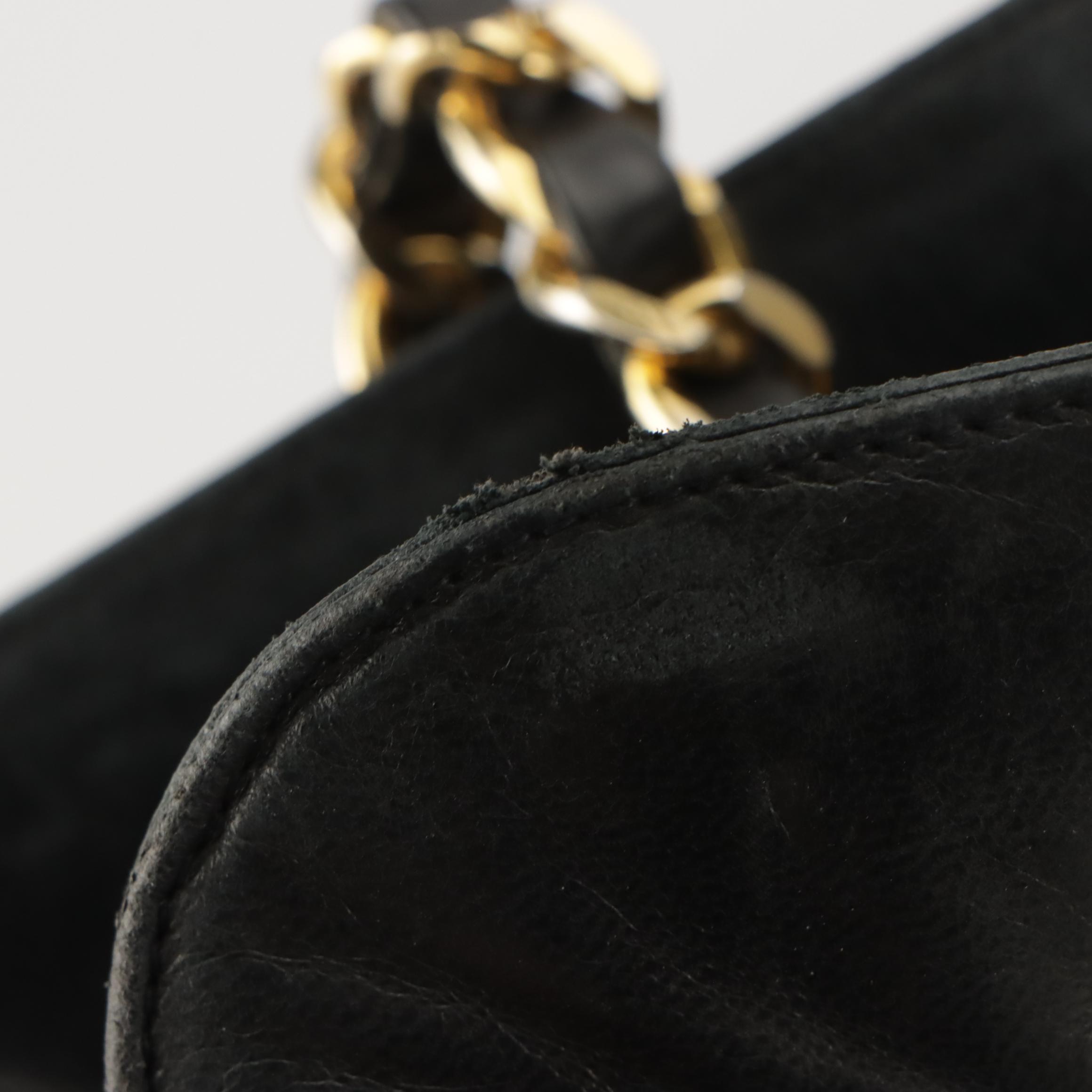 Chanel Large Chain Strap Shoulder Bag in Navy Blue Matelassé Lambskin Leather