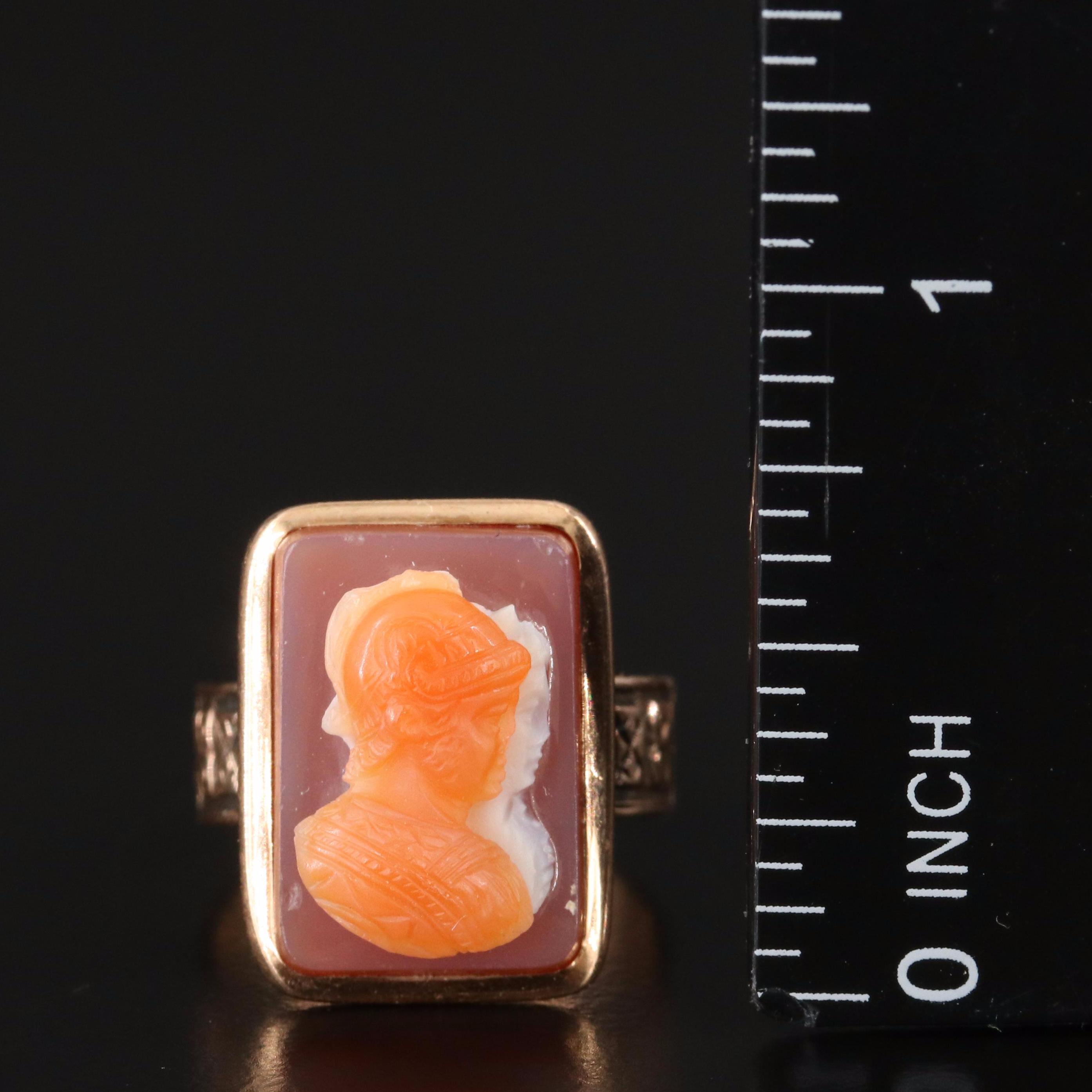 Victorian 14K Rose Gold Sardonyx Cameo Ring