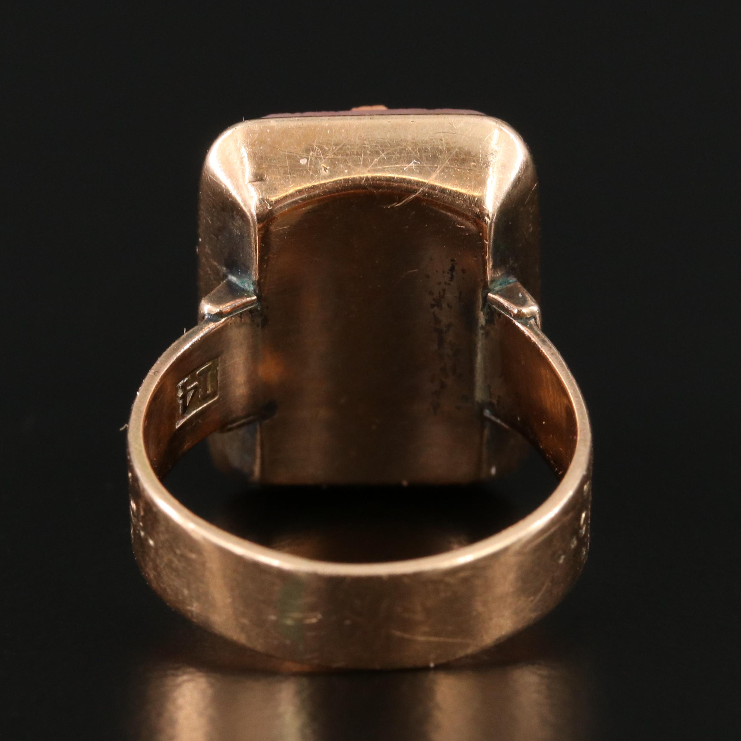 Victorian 14K Rose Gold Sardonyx Cameo Ring