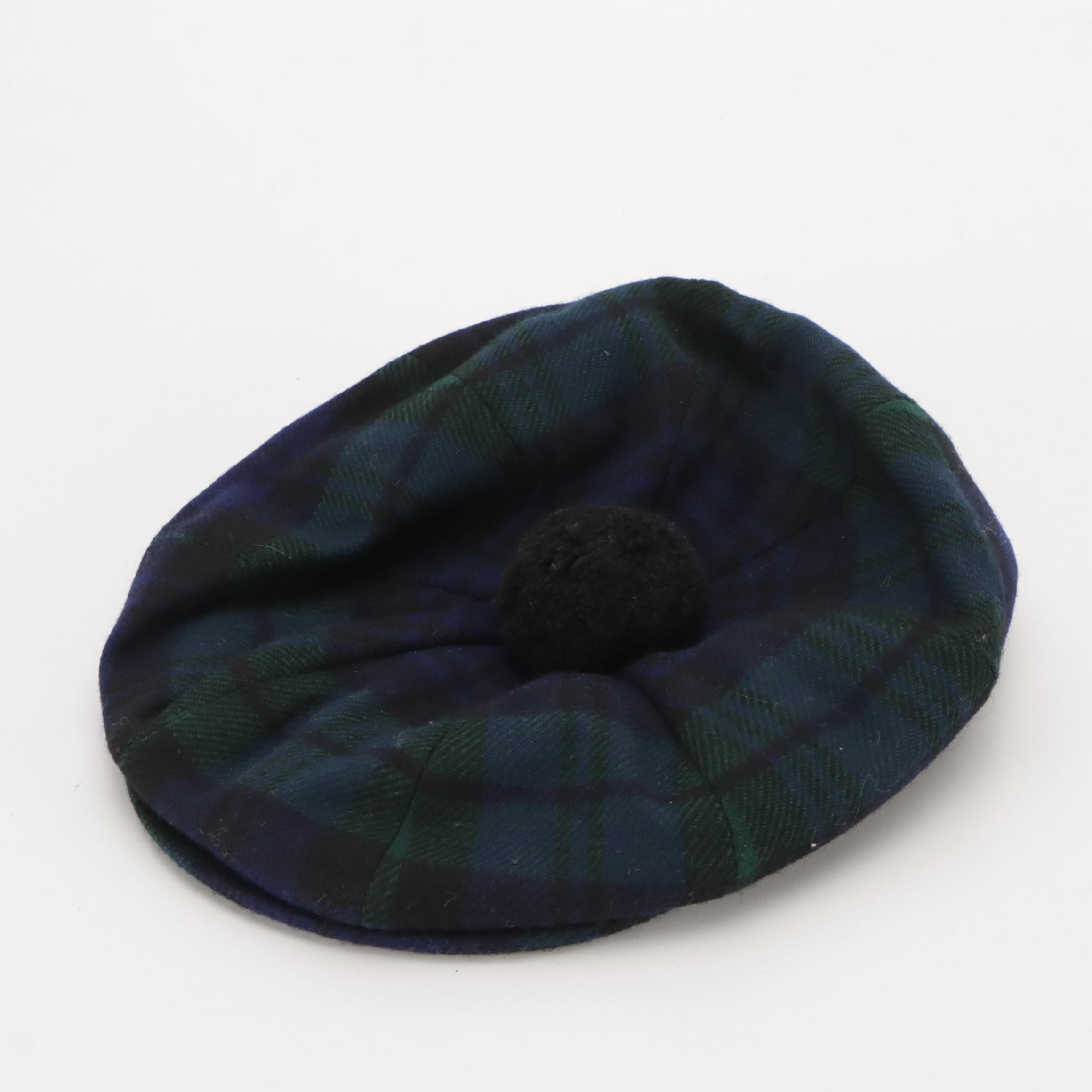 Country Gentlemen and Other Wool Newsboy Cap, Other Plaid Cashmere Fringe Scarf