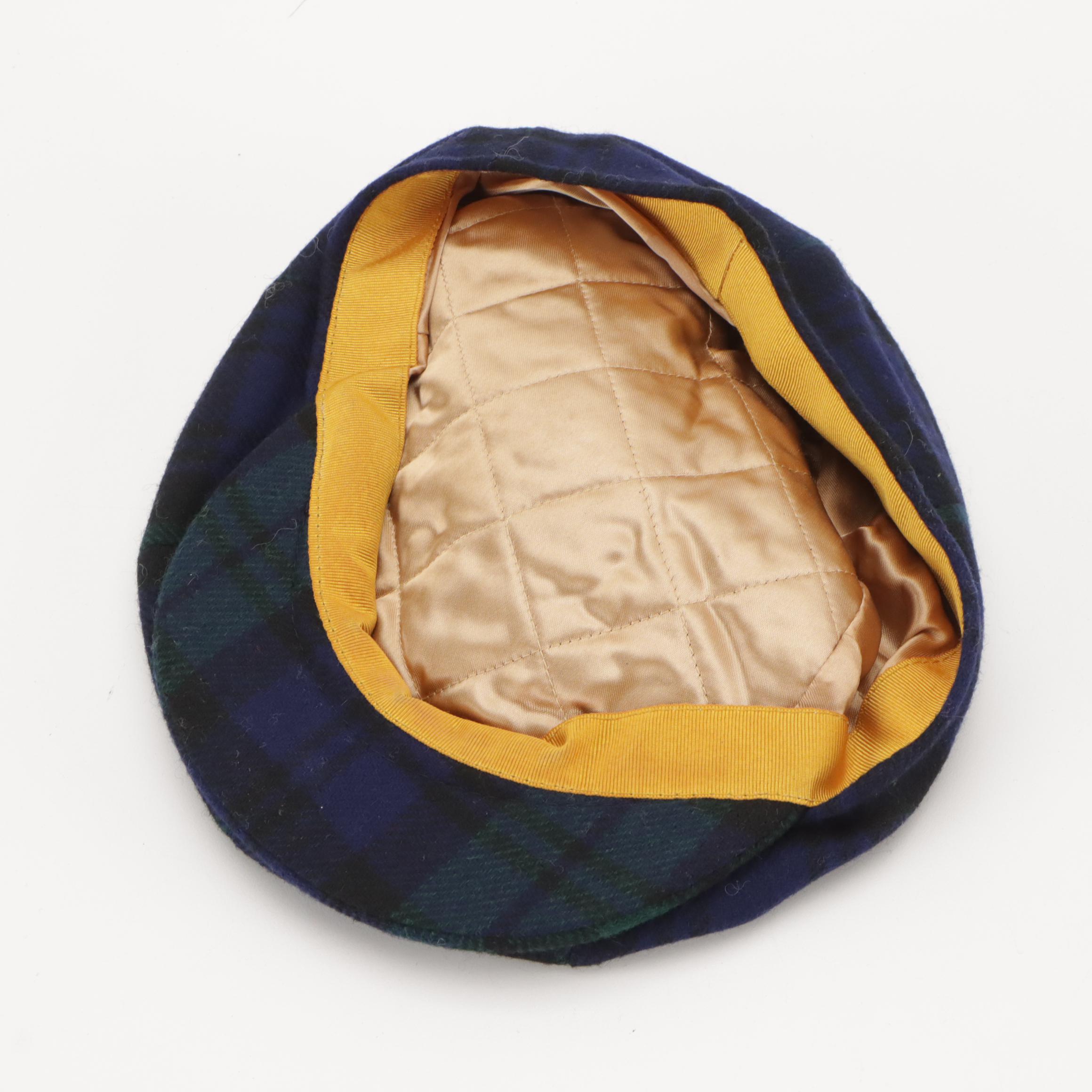 Country Gentlemen and Other Wool Newsboy Cap, Other Plaid Cashmere Fringe Scarf