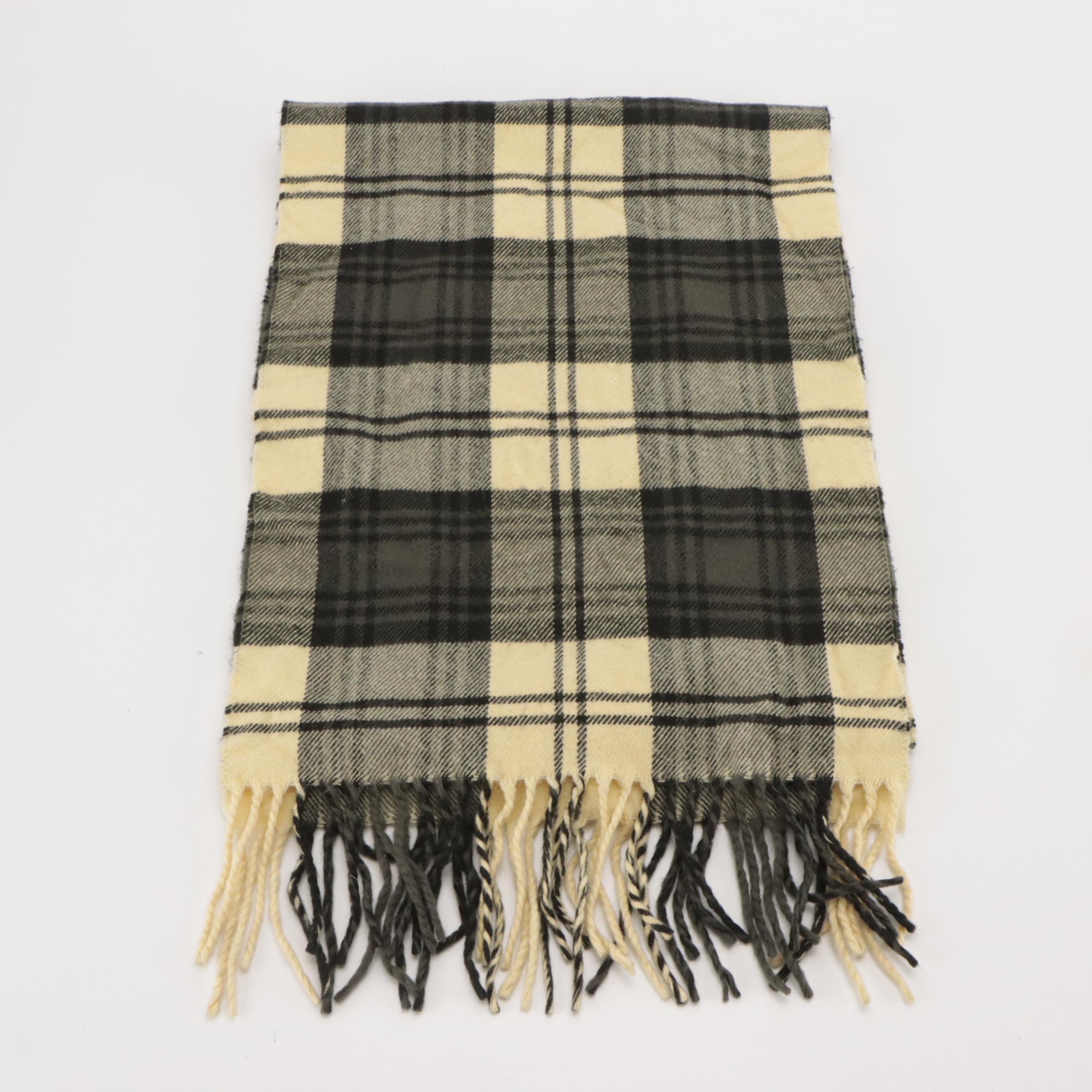 Country Gentlemen and Other Wool Newsboy Cap, Other Plaid Cashmere Fringe Scarf