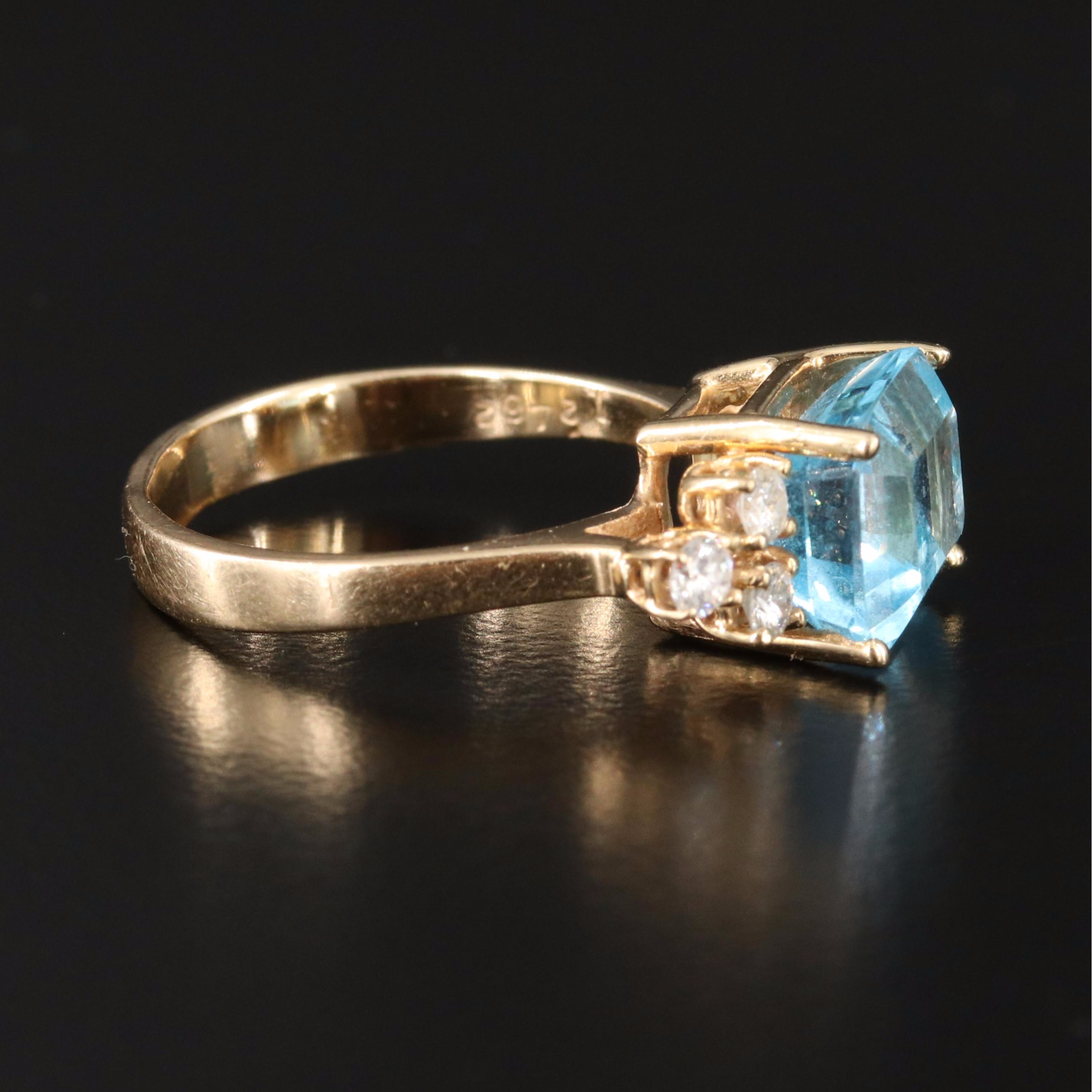 14K Blue Topaz and Diamond Ring