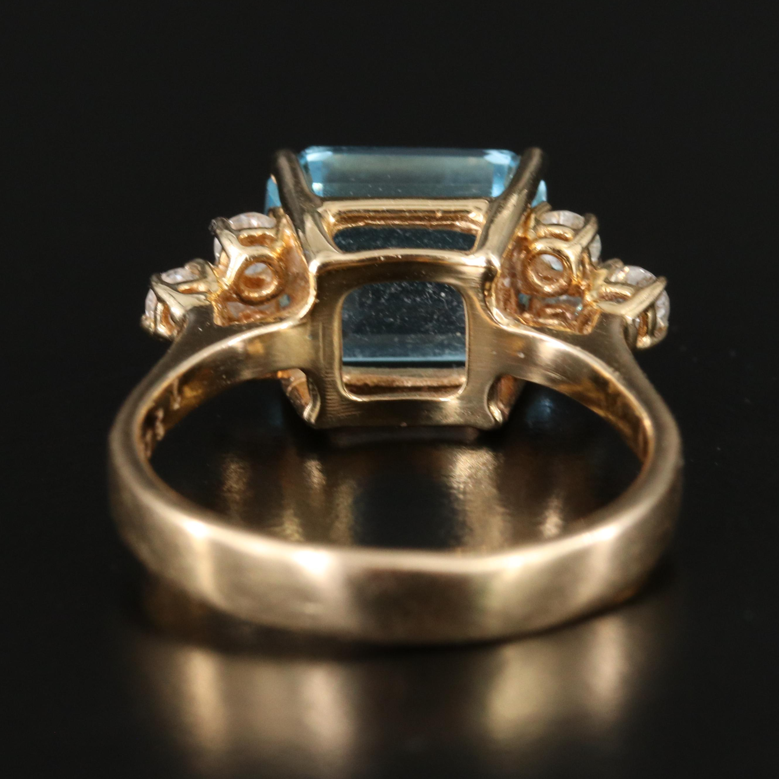 14K Blue Topaz and Diamond Ring