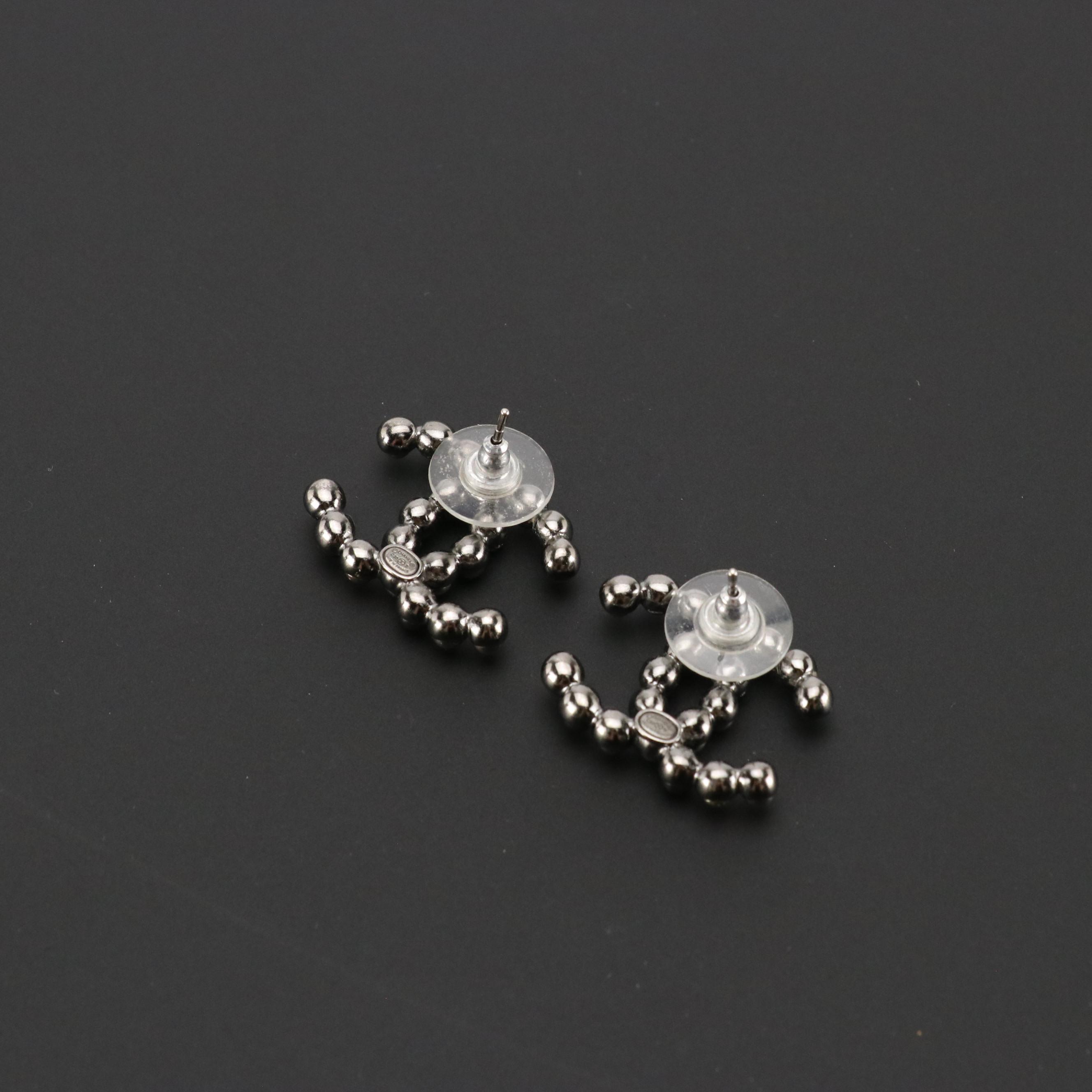 Chanel CC Crystal Stud Earrings