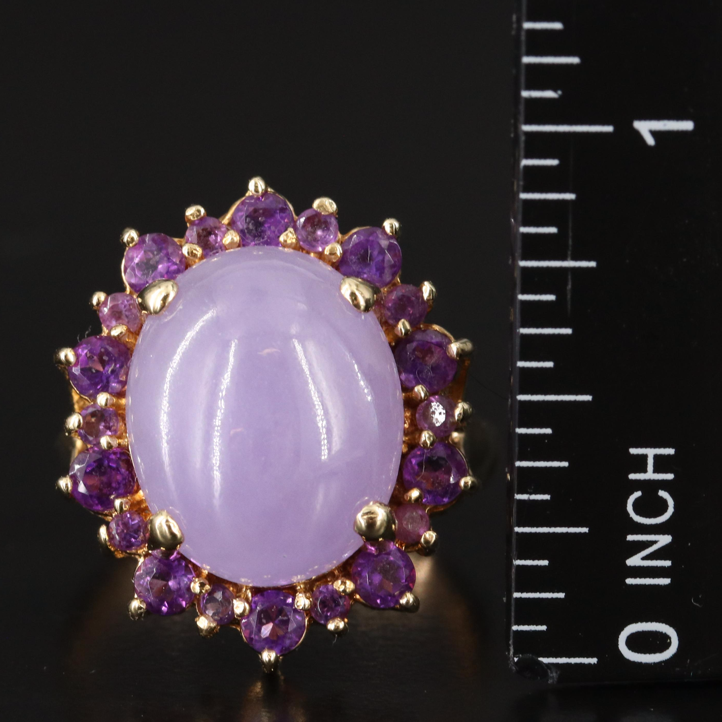 14K Jadeite and Amethyst Ring