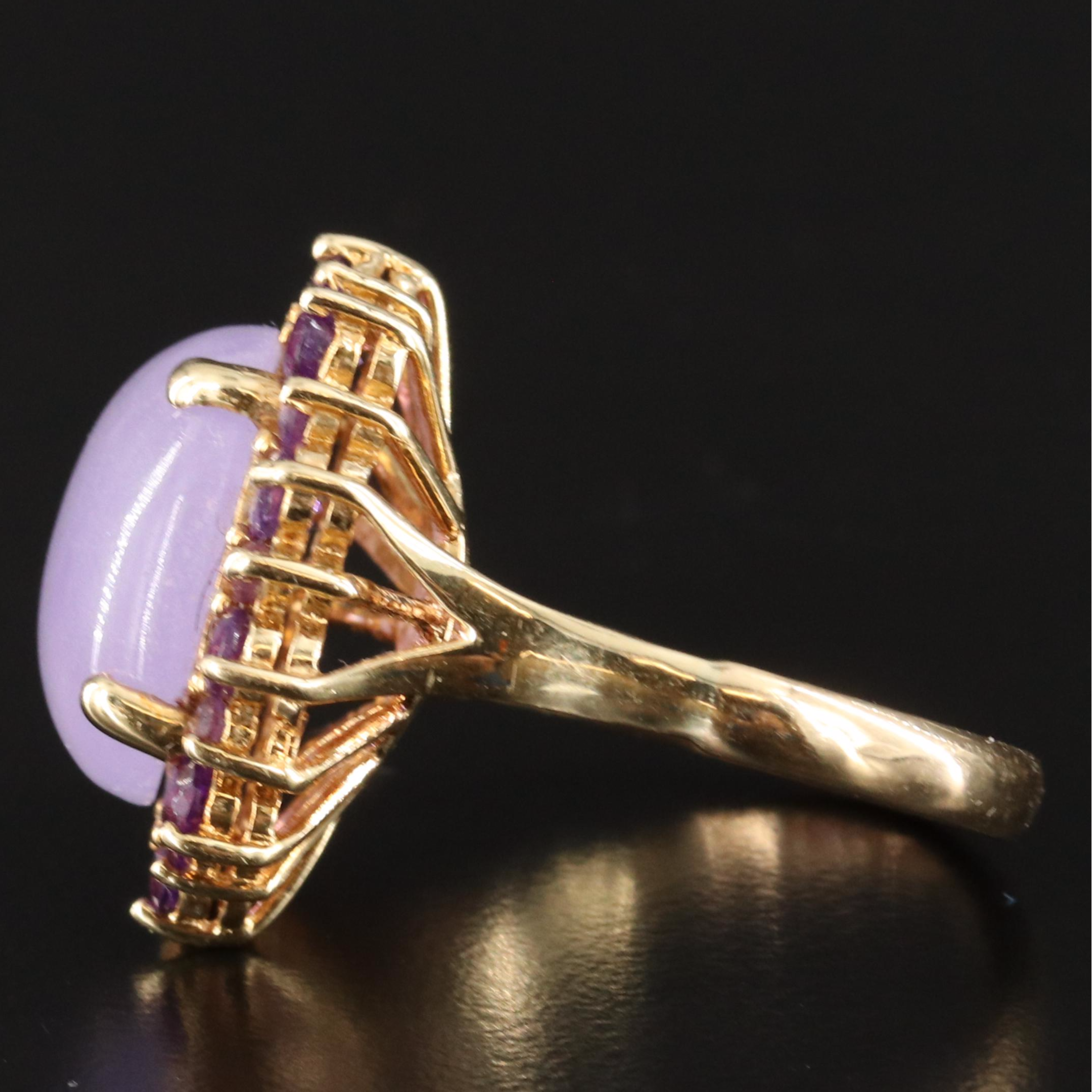14K Jadeite and Amethyst Ring