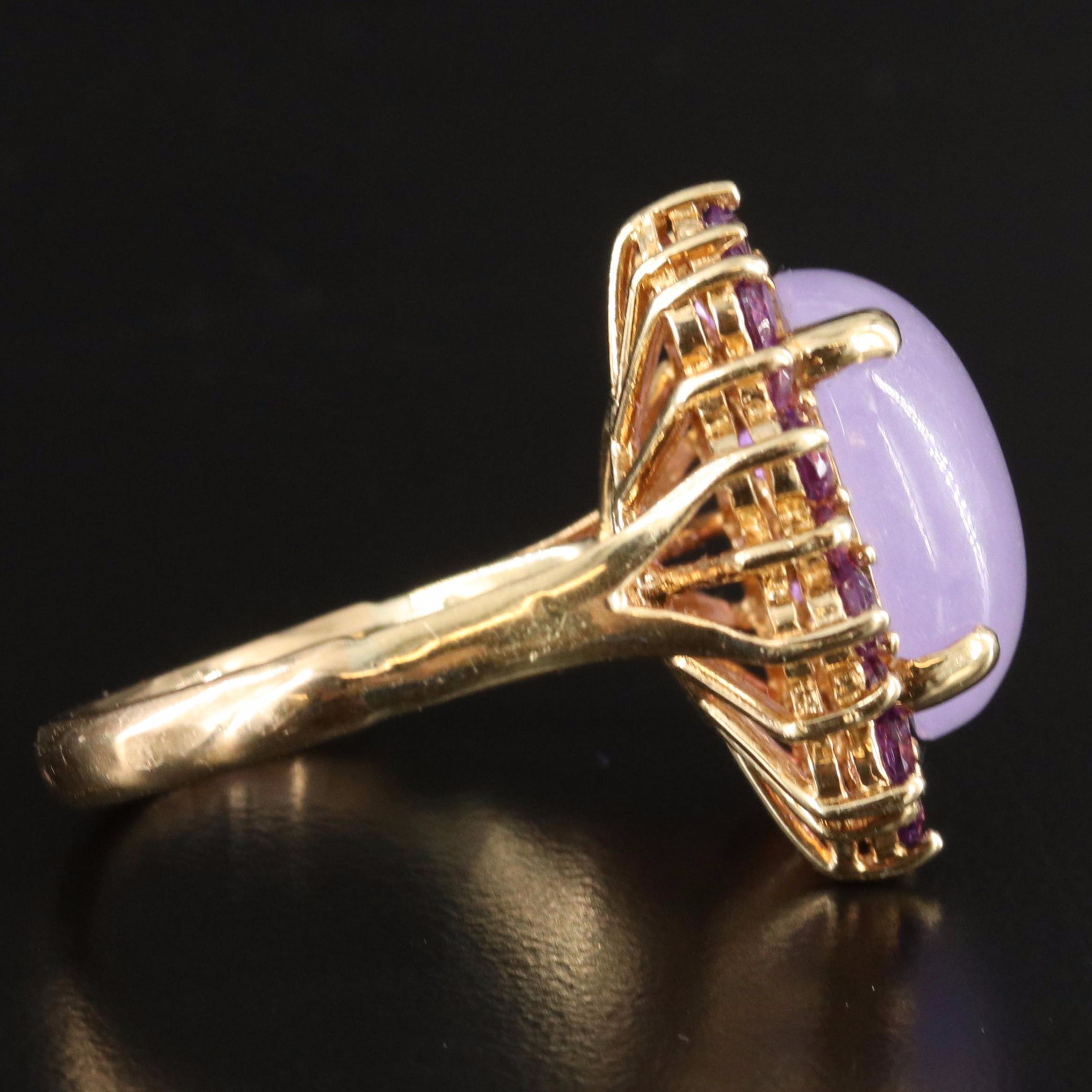 14K Jadeite and Amethyst Ring