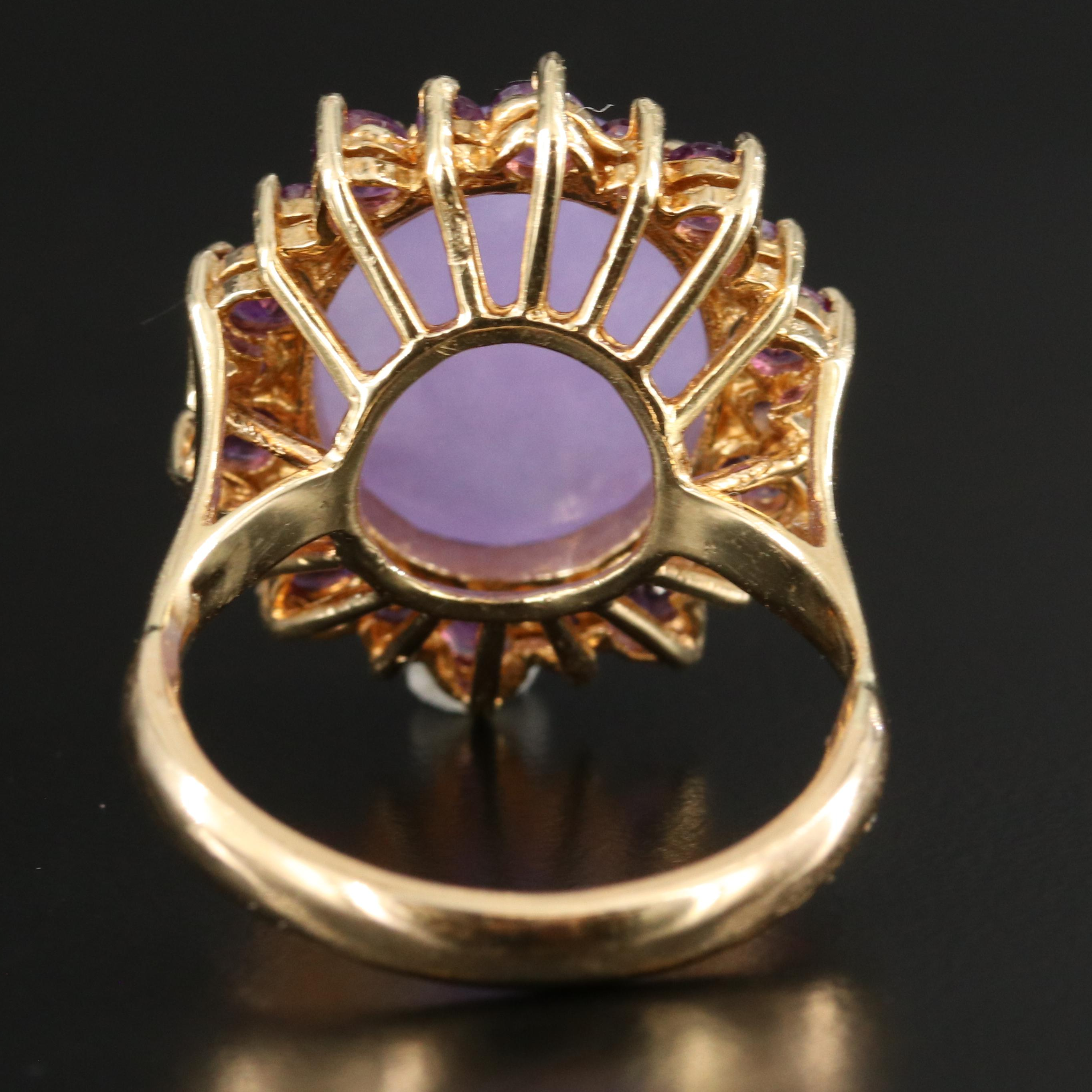 14K Jadeite and Amethyst Ring