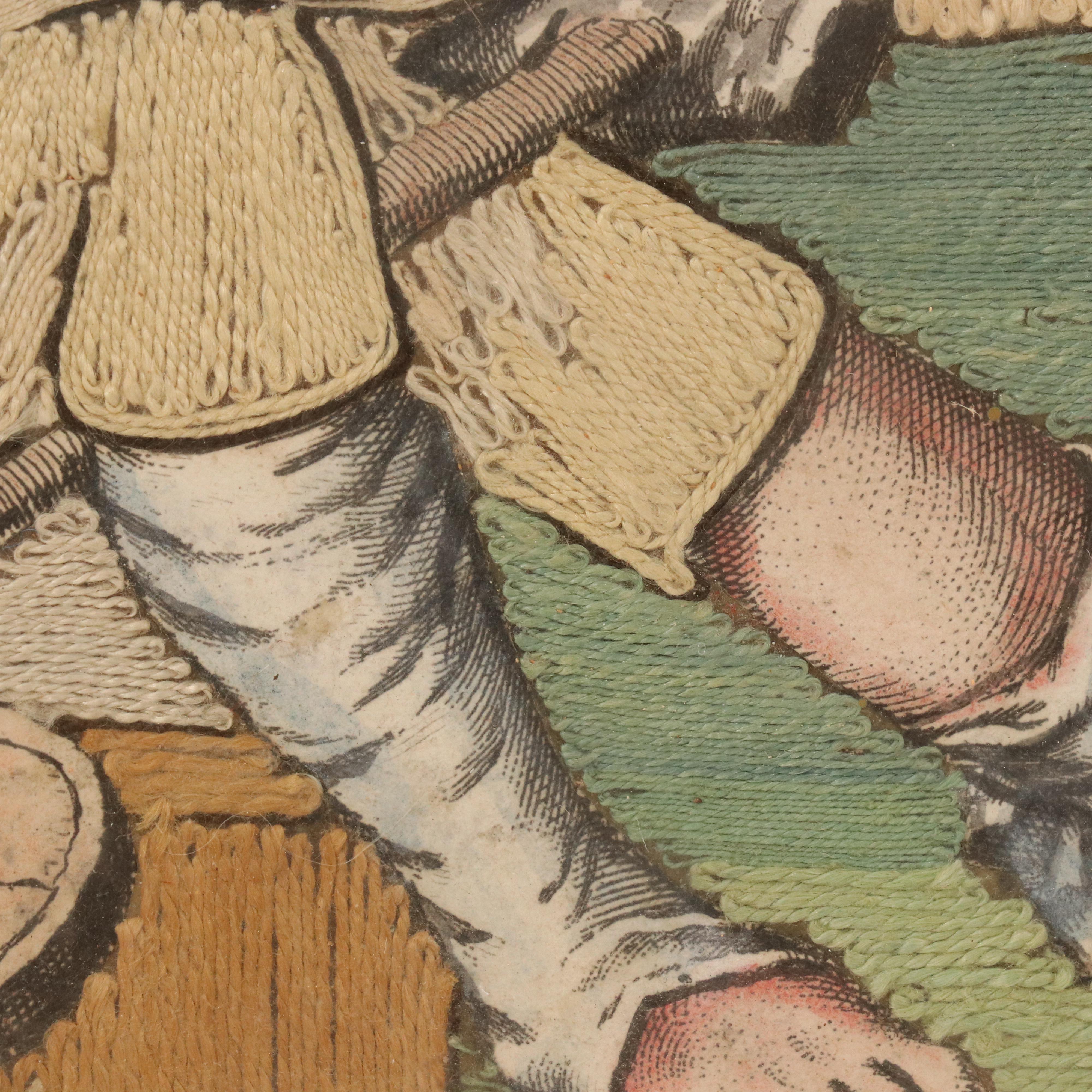 Antique Italian Silk Needlework "Opus Misericordie Corporalis"